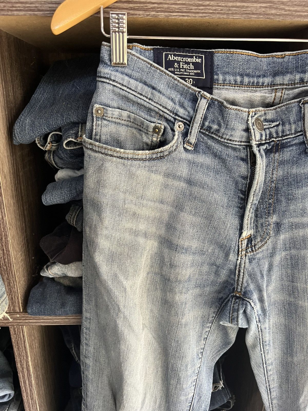 Abercrombie & Fitch 🔥Abercrombie&Fitch Langdon Slim Stretch Distressed Denim Size US 30 / EU 46 - 8 Thumbnail