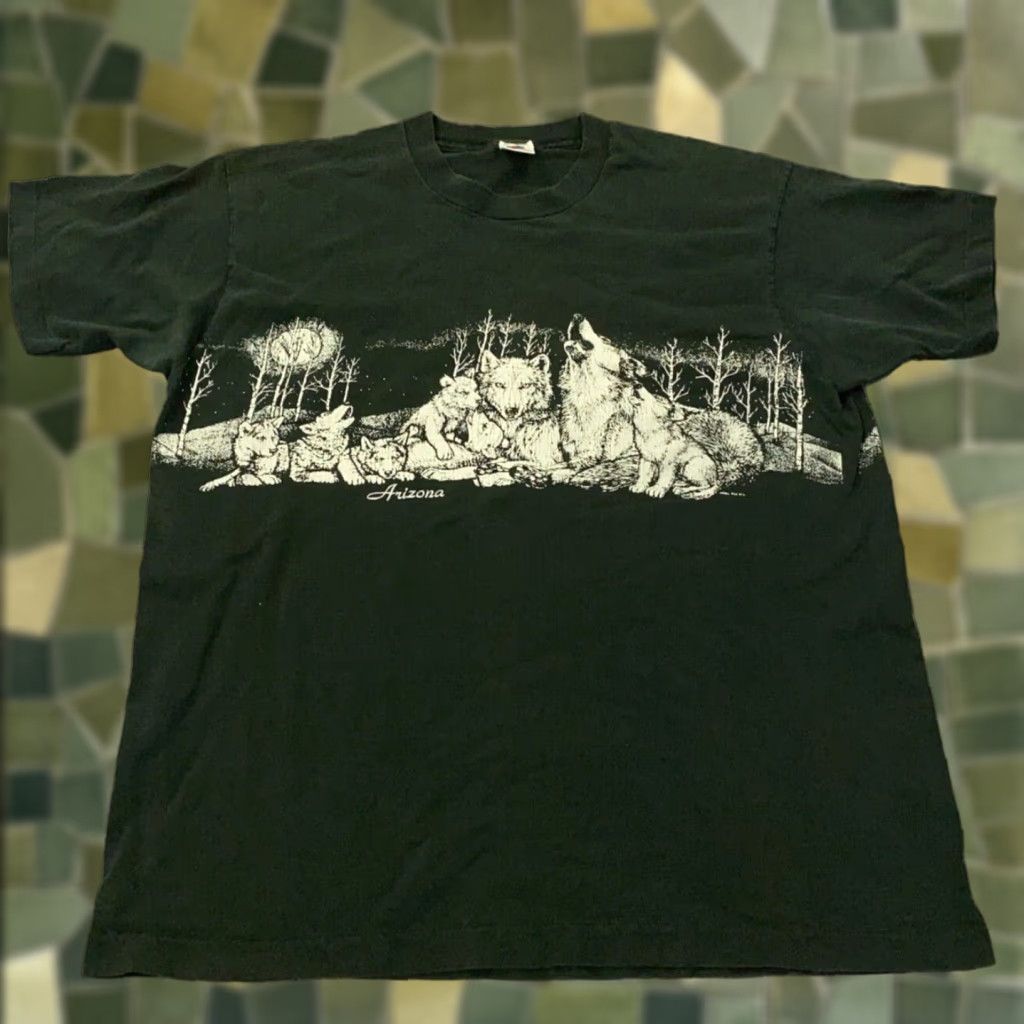 Fruit Of The Loom VINTAGE Arizona Shirt Mens XL Black Wolves Southwest Outdoors Single Stitch USA Shirt Size US XL / EU 56 / 4 - 1 Thumbnail