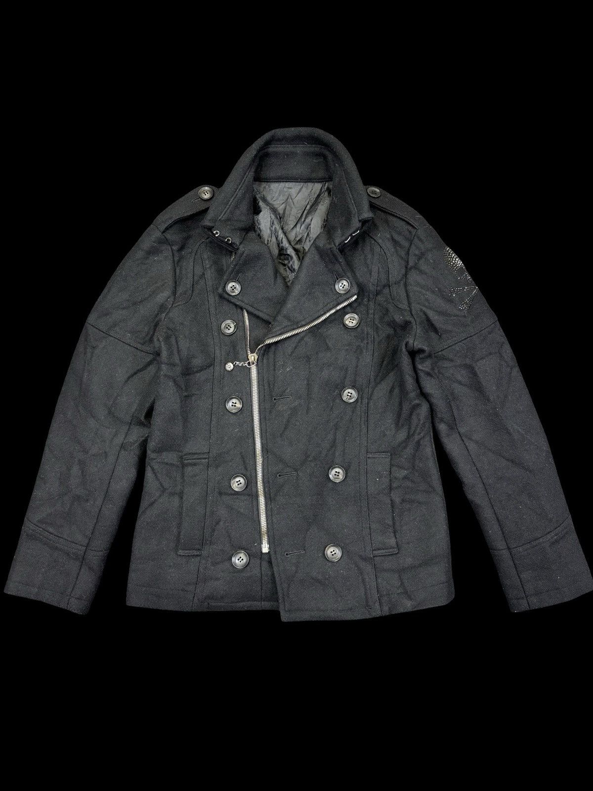 Roen 💥Archival💥Roen Double Breast Skull Wool Peacot F981 Size US S / EU 44-46 / 1 - 1 Thumbnail
