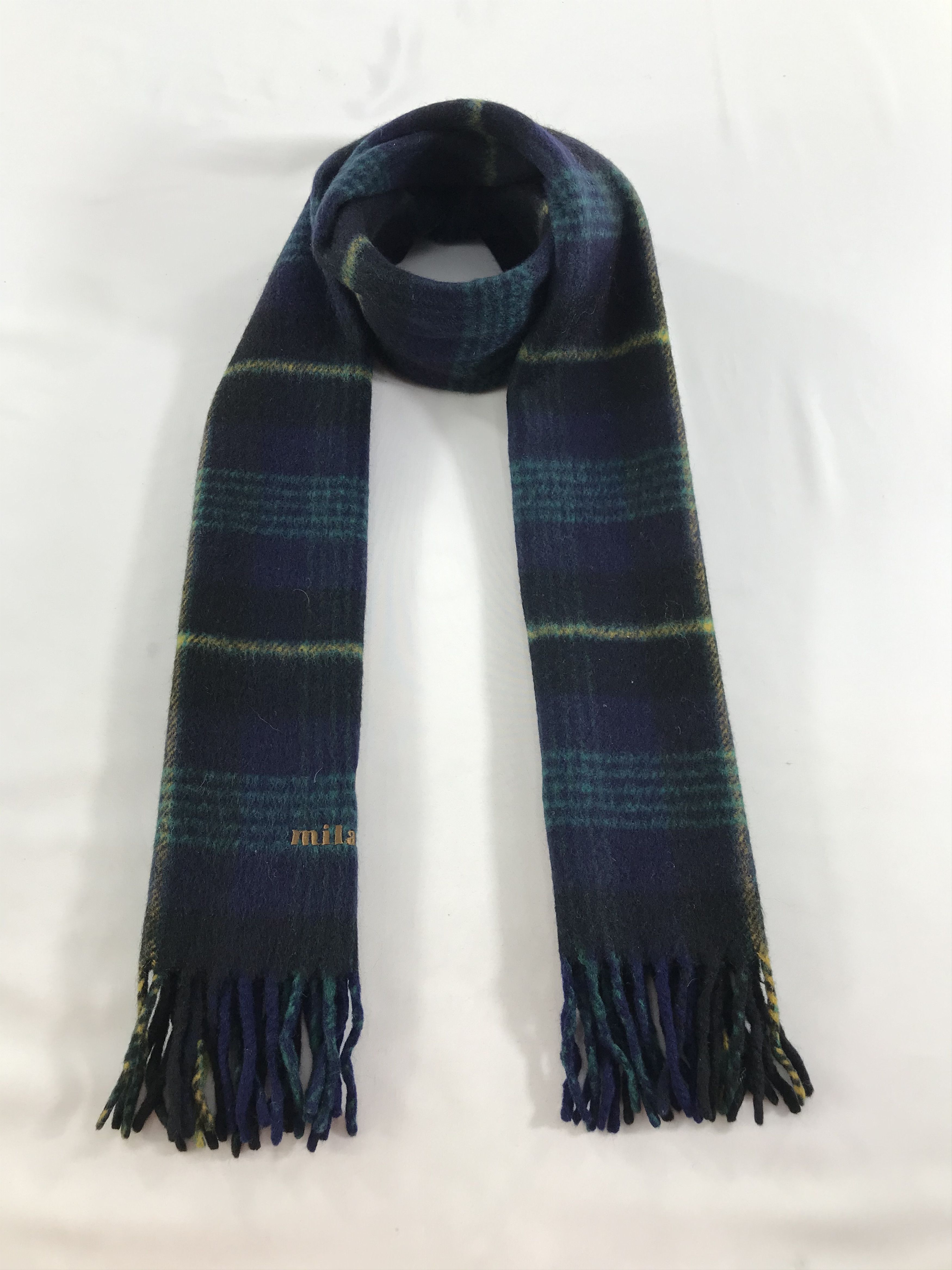 Mila Schon Tartan Wool Scarf Muffler V157