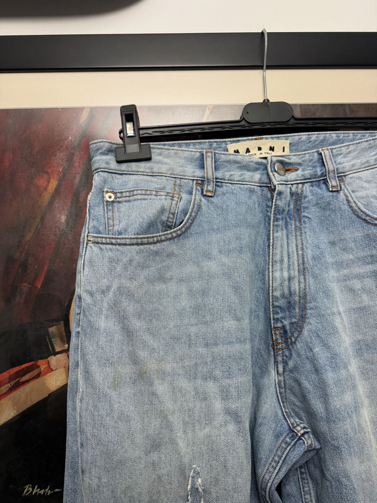 Marni Marni Designer Pantalone Uomo Washed Distressed Denim Jeans Size US 33 - 8 Thumbnail