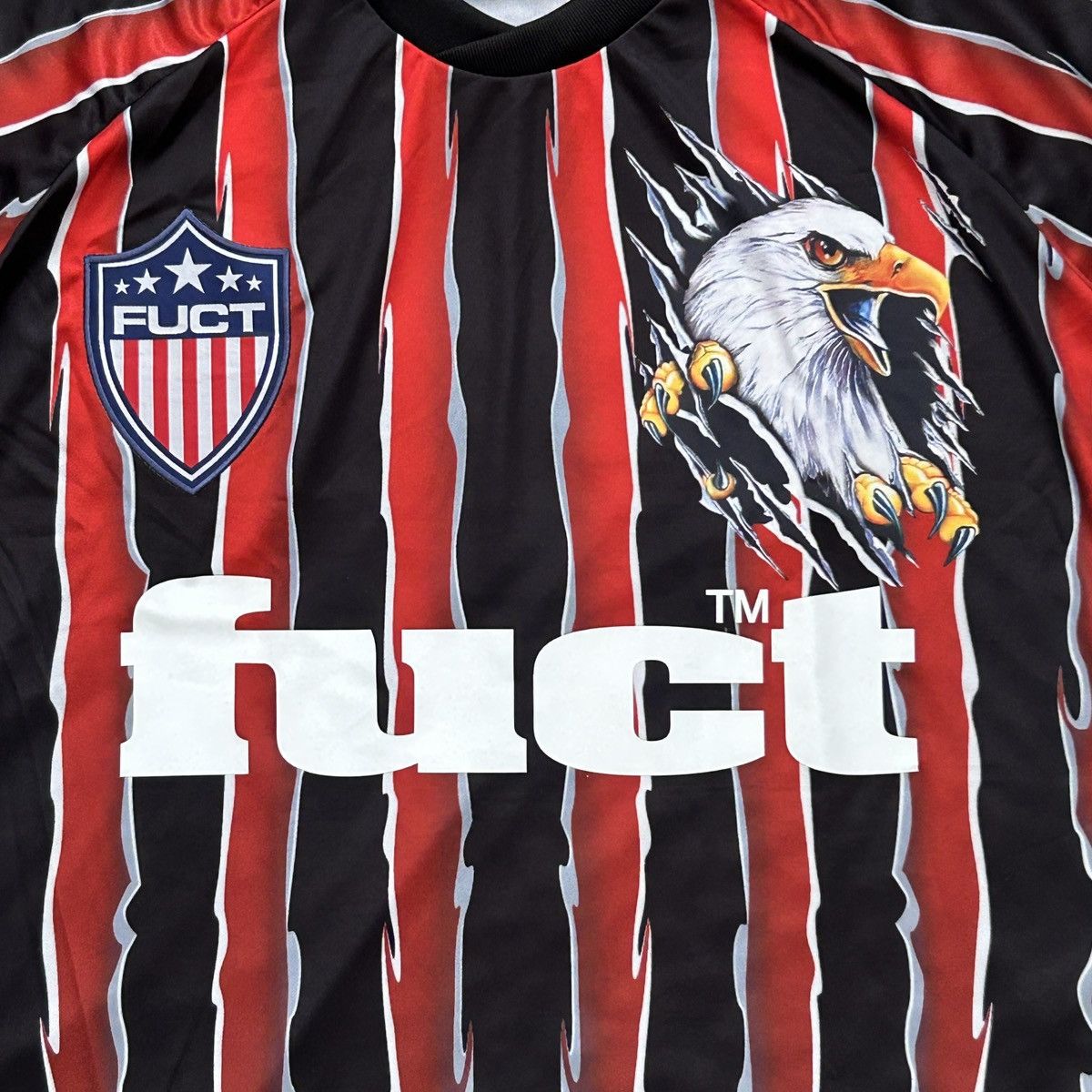 FUCT Fuct Eagle Striped Soccer Jersey Red XL FTP Supreme USA Size US XL / EU 56 / 4 - 2 Thumbnail
