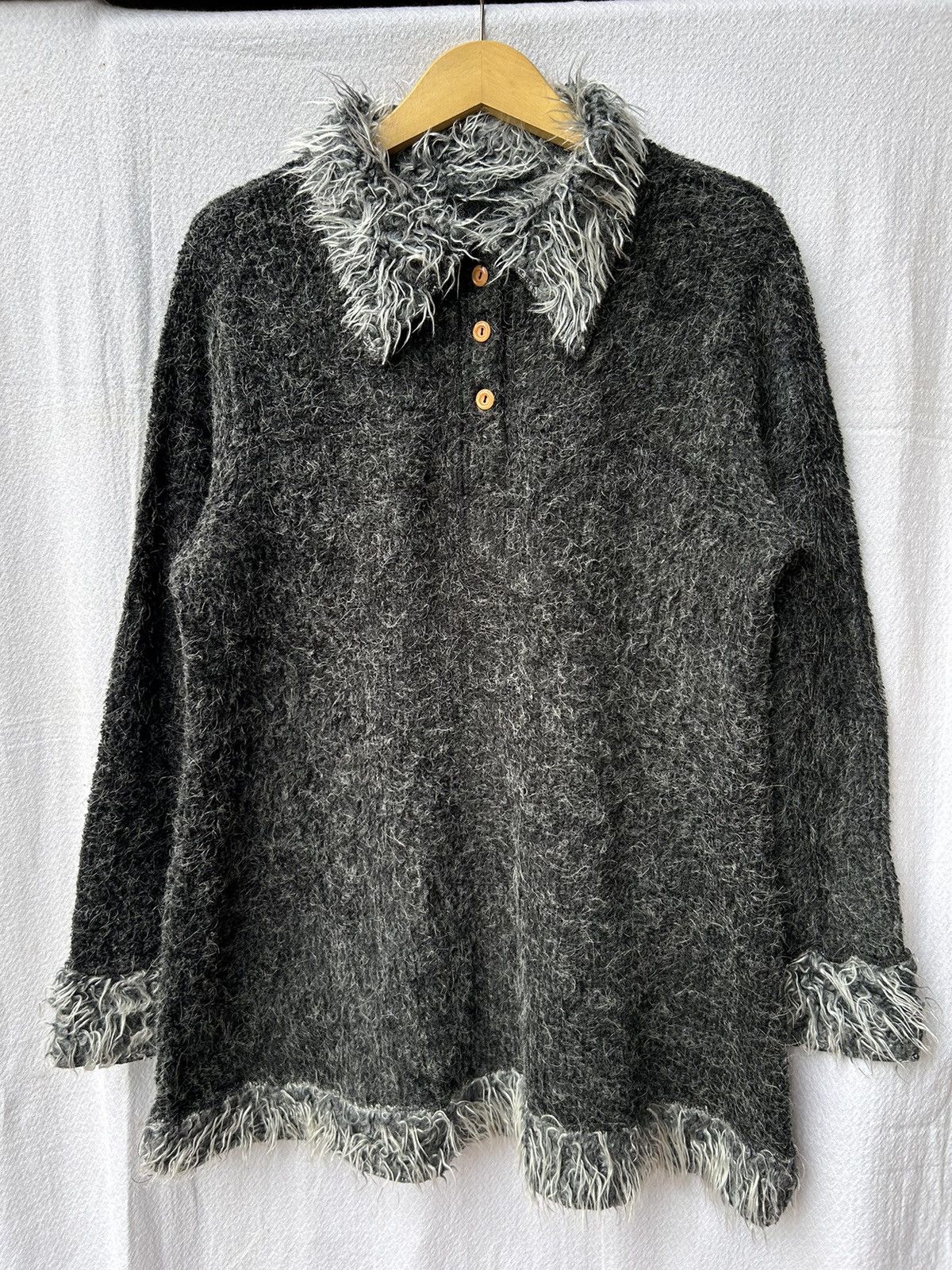 Japanese Brand Faux fur collar knit japanese style Ifsixwasnine lgb Size US L / EU 52-54 / 3 - 1 Thumbnail