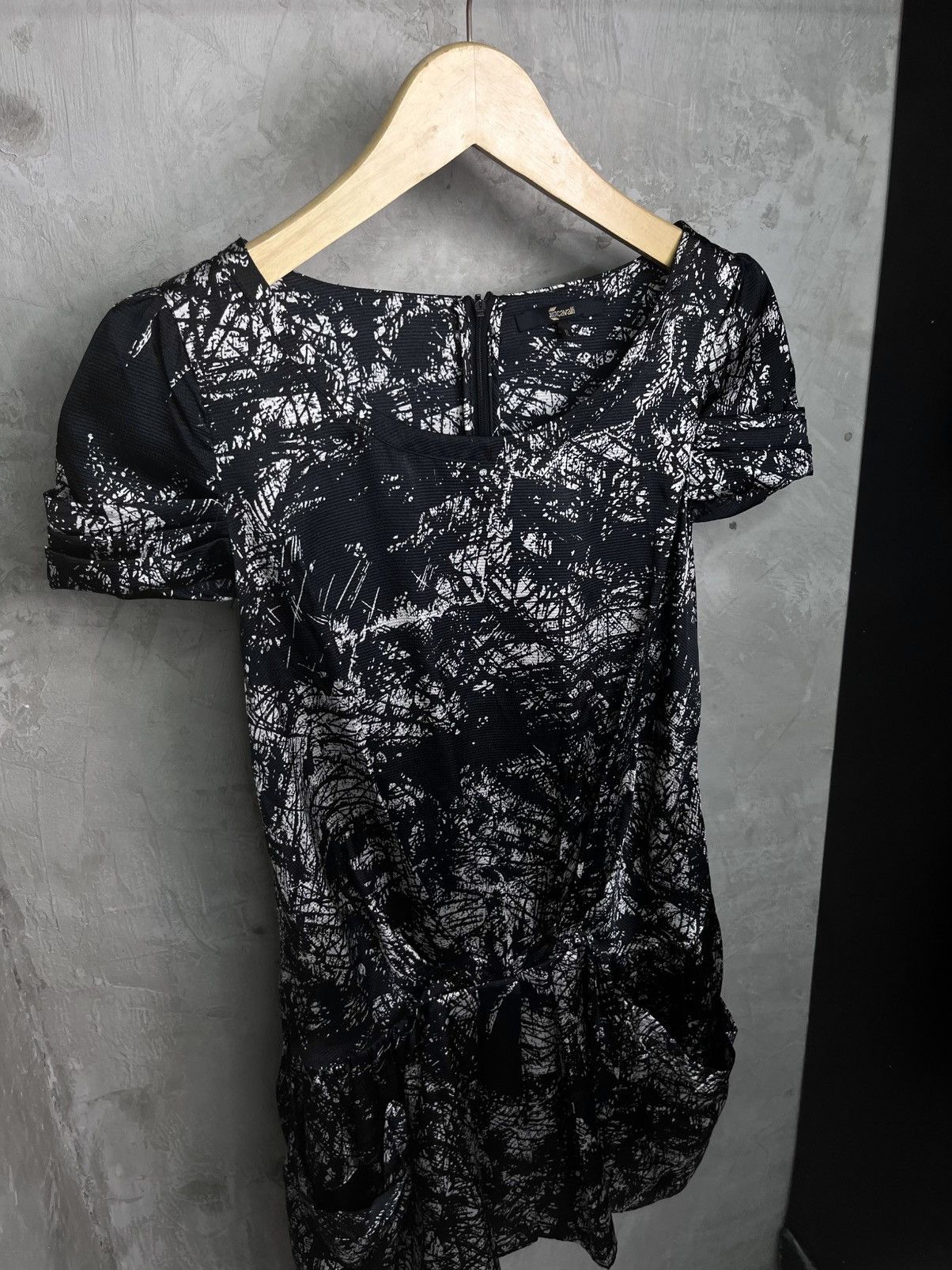 Just Cavalli Just Cavalli Marble Abstract Black Midi Dress Size S / US 4 / IT 40 - 4 Thumbnail