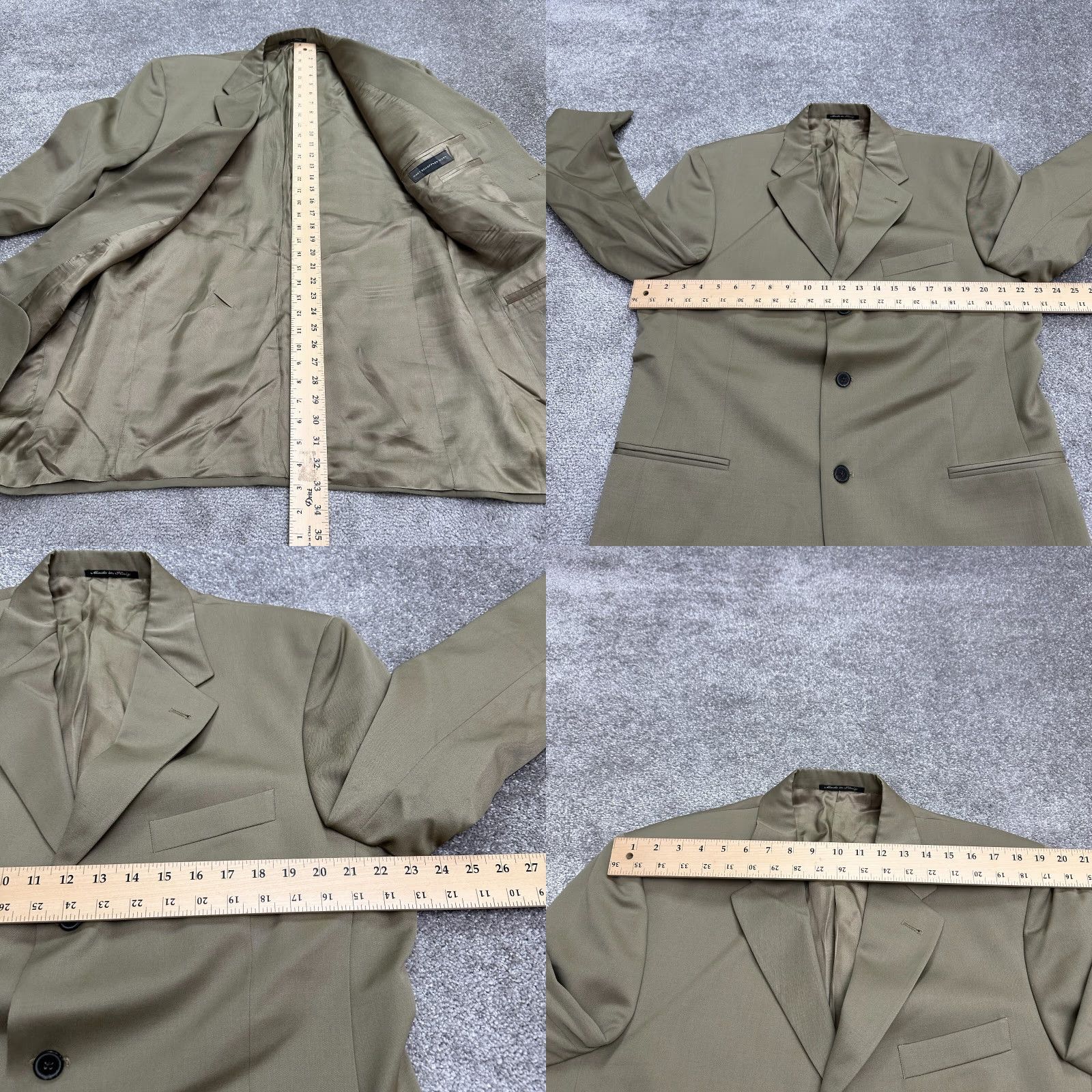 Vintage Lessona Blazer Mens 44L Brown Wool Three-Button Flat Front Single-Breasted Natural Stretch Super 100's Size 44R - 10 Thumbnail