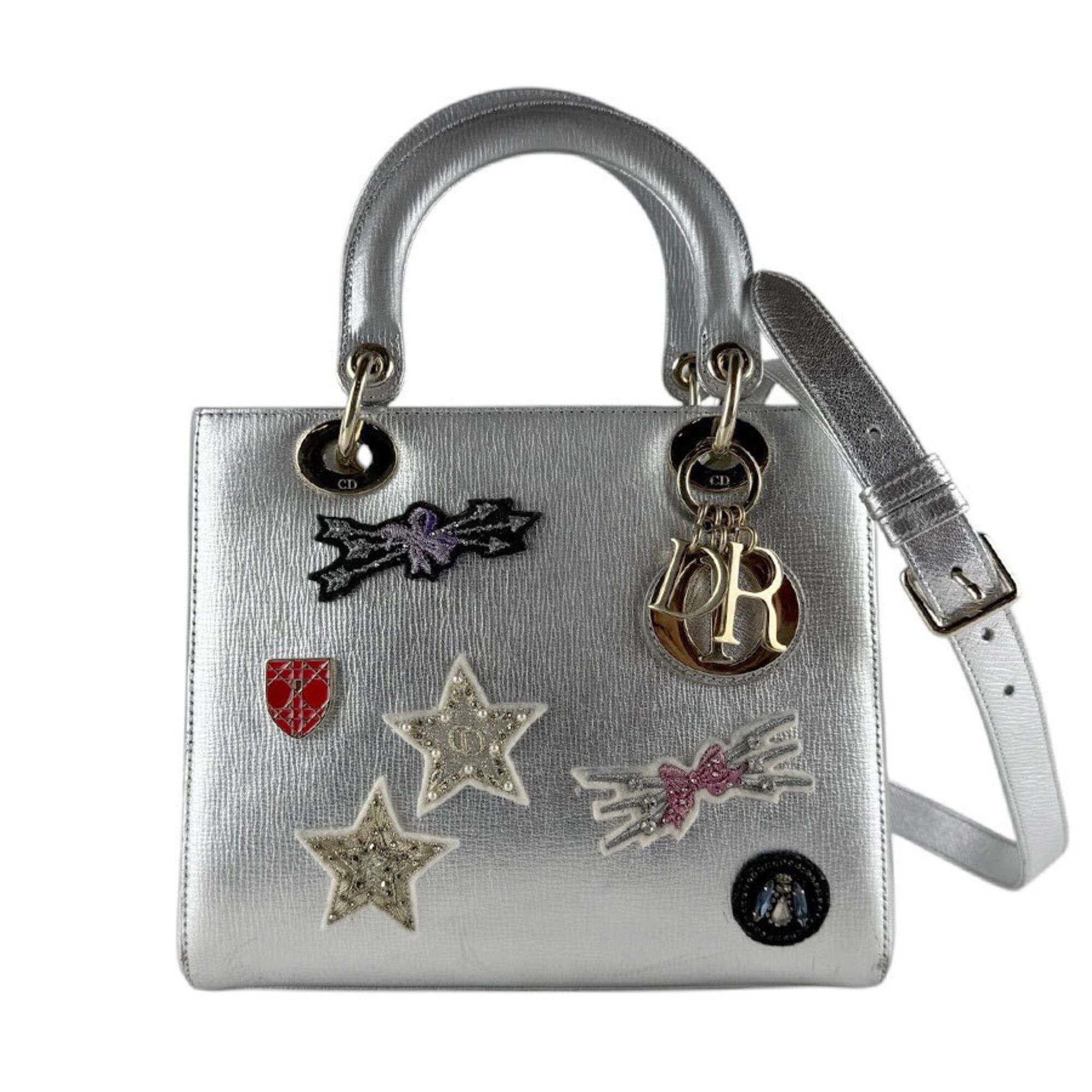 Dior Christian Dior Lady handbag/shoulder bag, leather, silver, multicolor, gold, women's, z9346 Size ONE SIZE - 1 Thumbnail