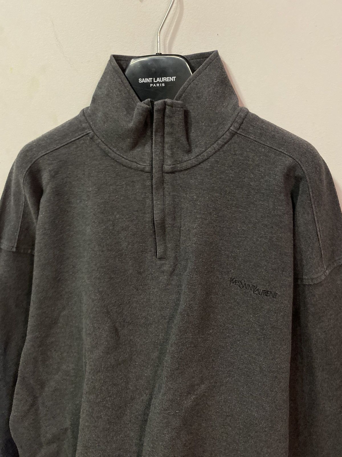 Yves Saint Laurent 90’s YSL Sweatshirt 1/4 Zip Grey YSL Sweater Size US XL / EU 56 / 4 - 10 Thumbnail