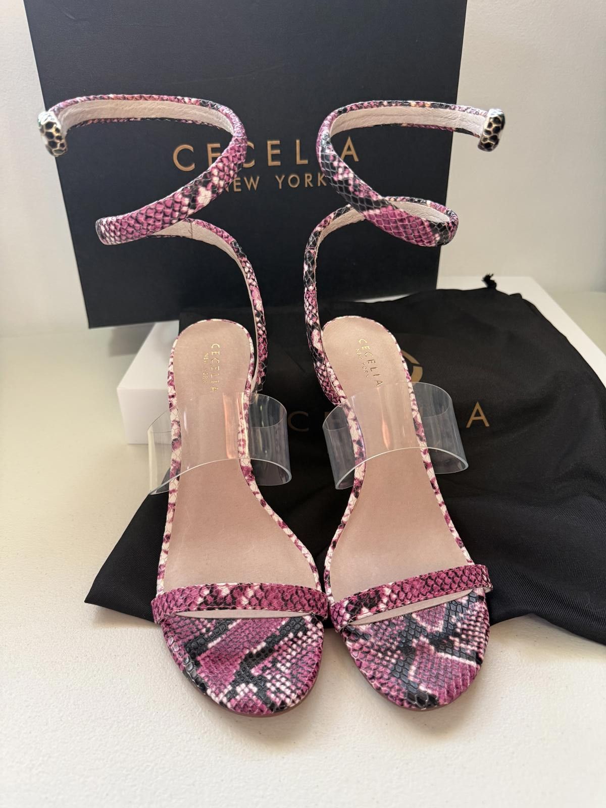 Other Cecelia New York Sabrina Snake Wrap Heels – Dragon Fruit Size US 8 / IT 38 - 6 Thumbnail