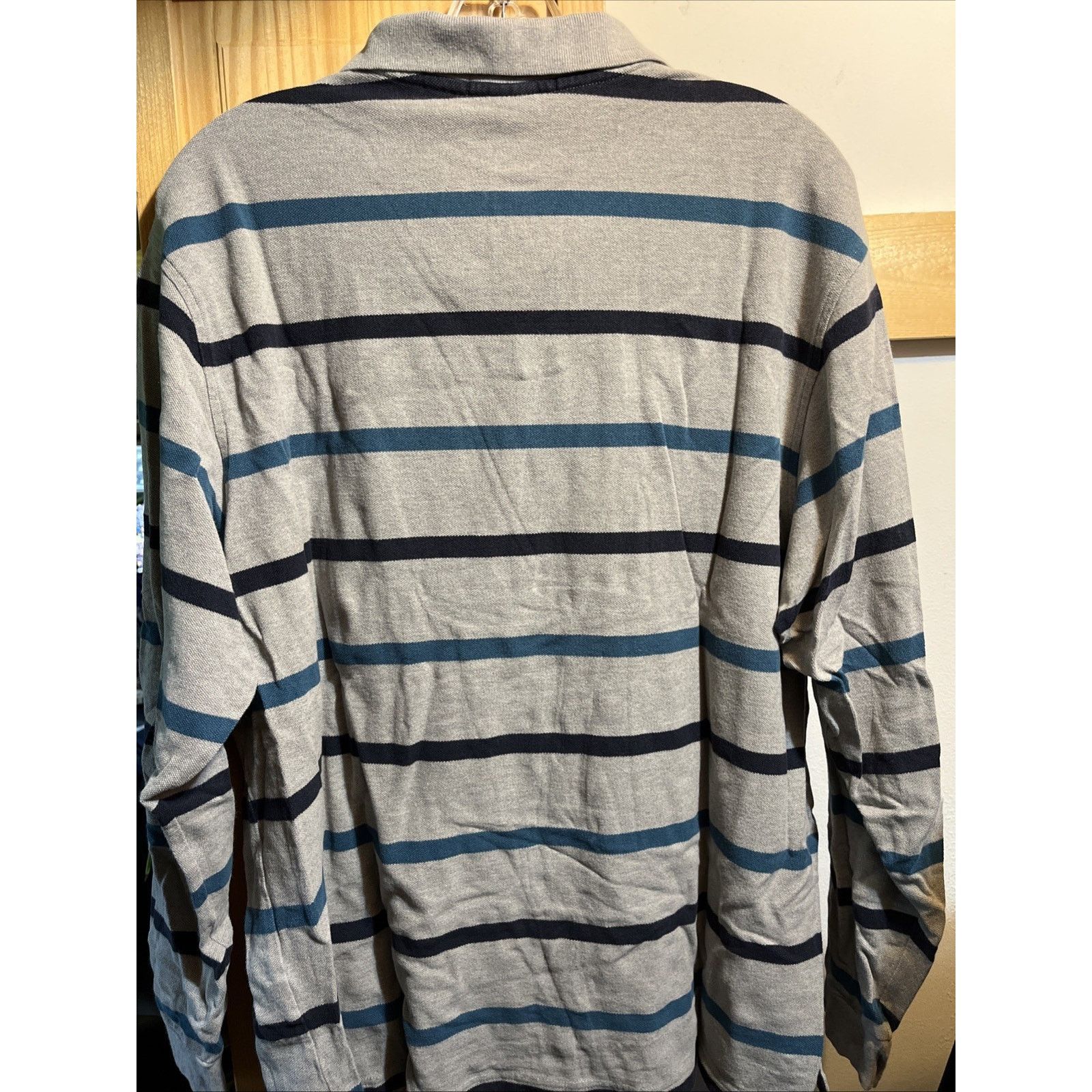 Daniel Cremieux Daniel Cremieux Classic Gray Navy Stripe Rugby Polo Shirt XL Size US XL / EU 56 / 4 - 4 Thumbnail