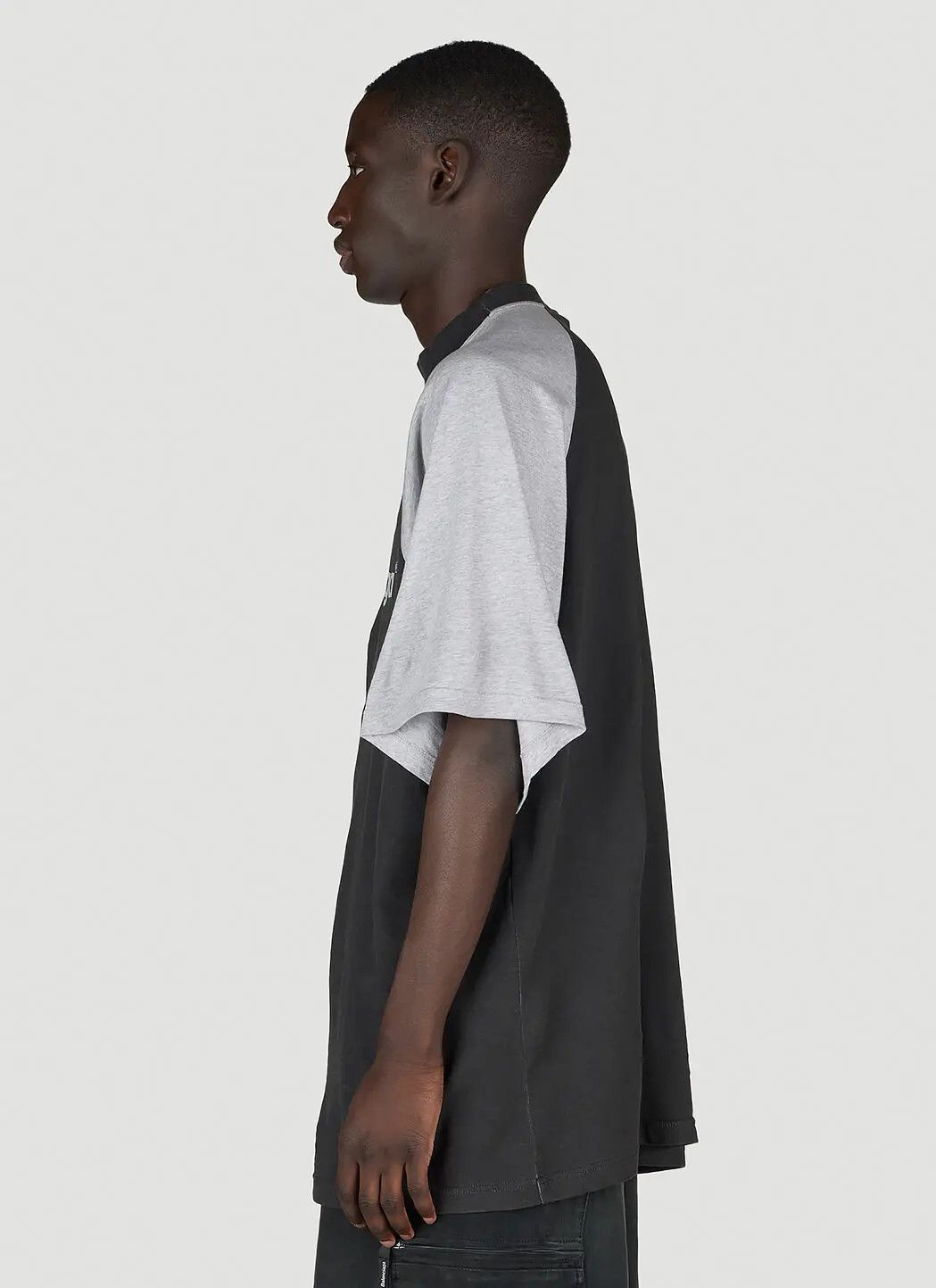 Balenciaga o1w1db11225 Raglan Oversized T-Shirt in Heather Grey/Black Size US L / EU 52-54 / 3 - 3 Thumbnail