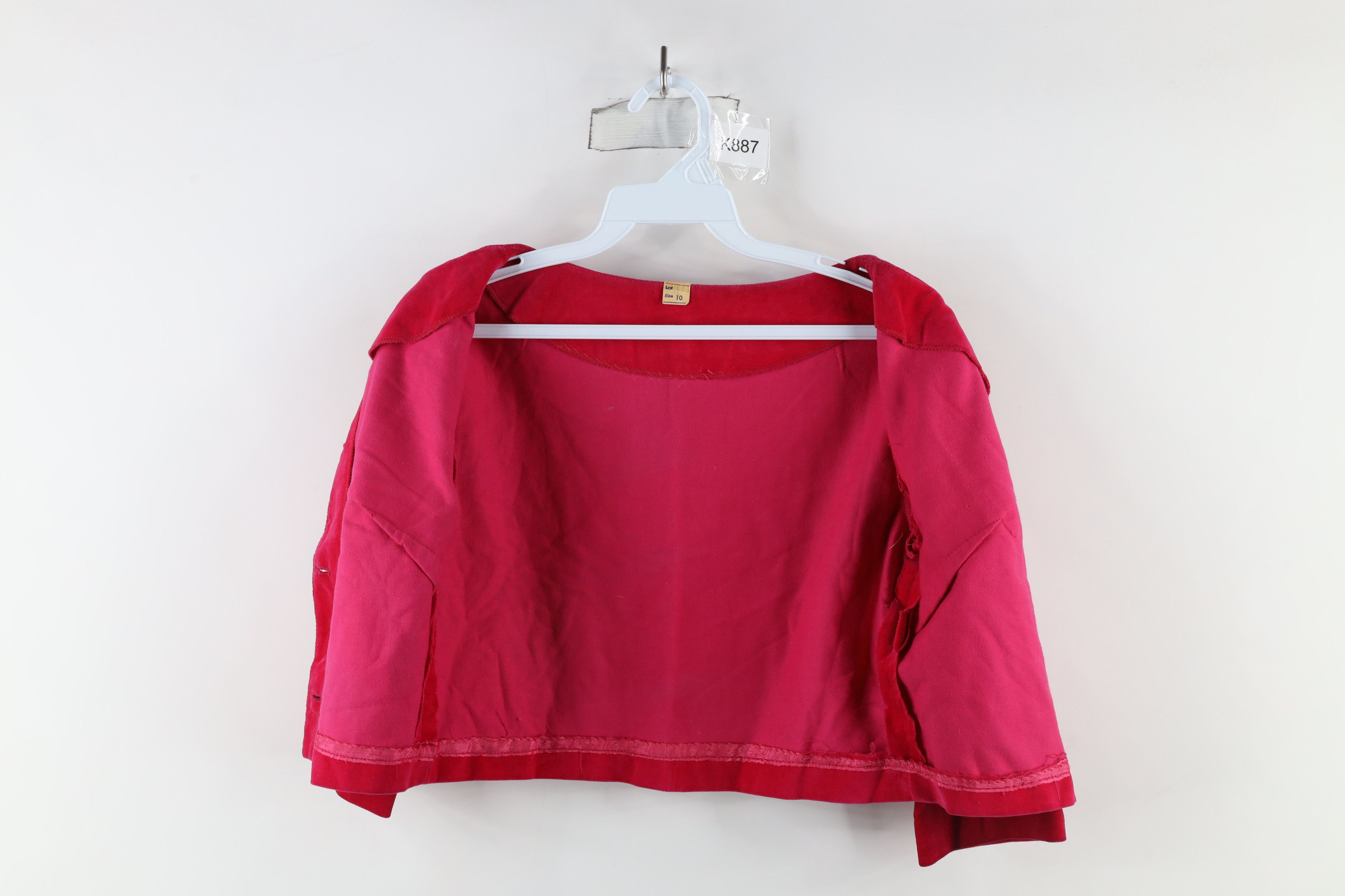 Vintage Vintage 50s Rockabilly Velour Cropped Button Jacket Pink USA Size L / US 10 / IT 46 - 5 Thumbnail