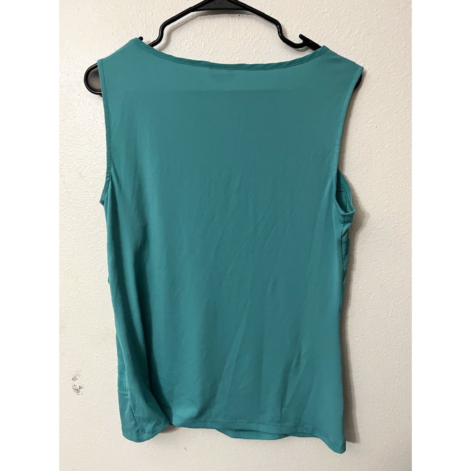 DKNY DKNY Blue Sleeveless Blouse - Women's M, Round Neck, Pleated Detail, Polyester Size M / US 6-8 / IT 42-44 - 2 Thumbnail
