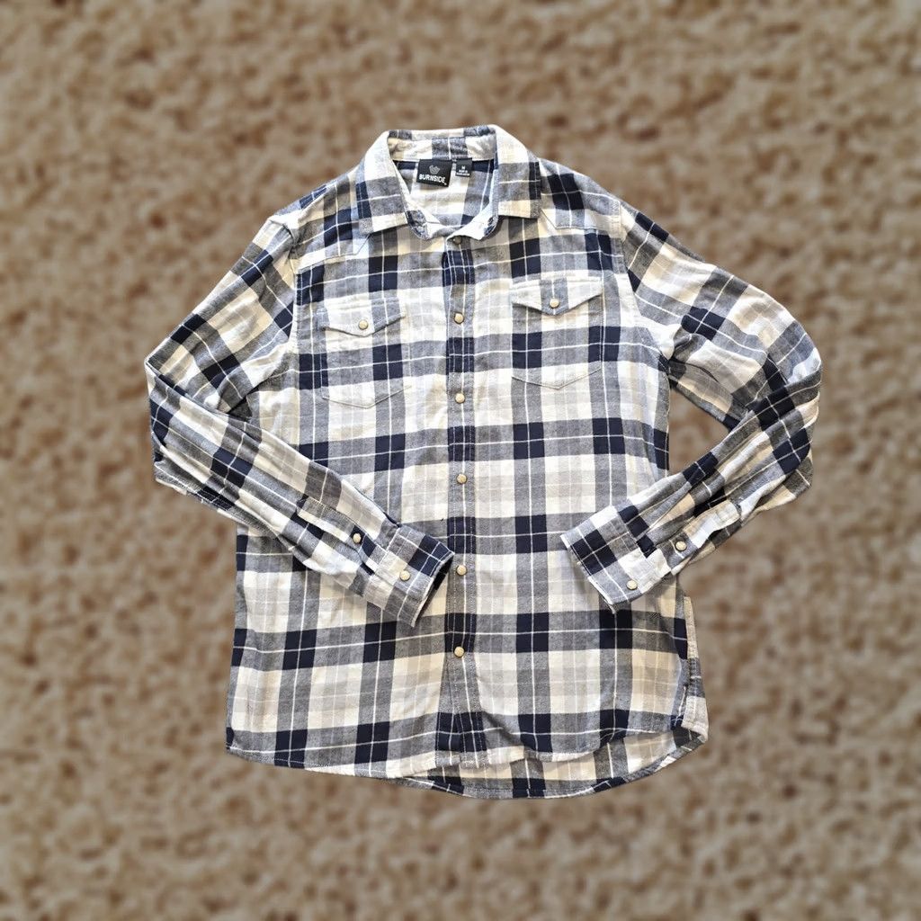 Burnside Burnside Shirt Mens Medium Gray Plaid Flannel Pearl Snap Button-Up Casual Outdoors Shirt Size US M / EU 48-50 / 2 - 1 Thumbnail
