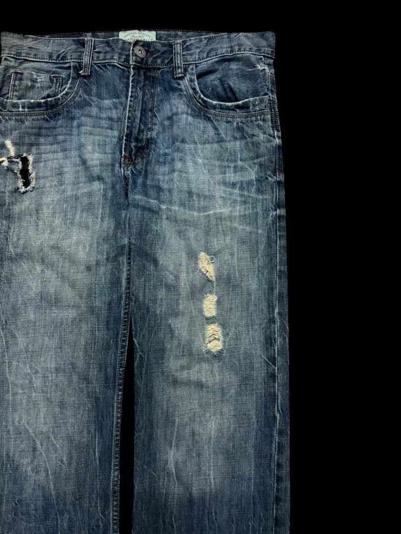 Japanese Brand Insane Aeropostale Mudwash Distressed Ripped Straight Leg Size US 33 - 6 Thumbnail