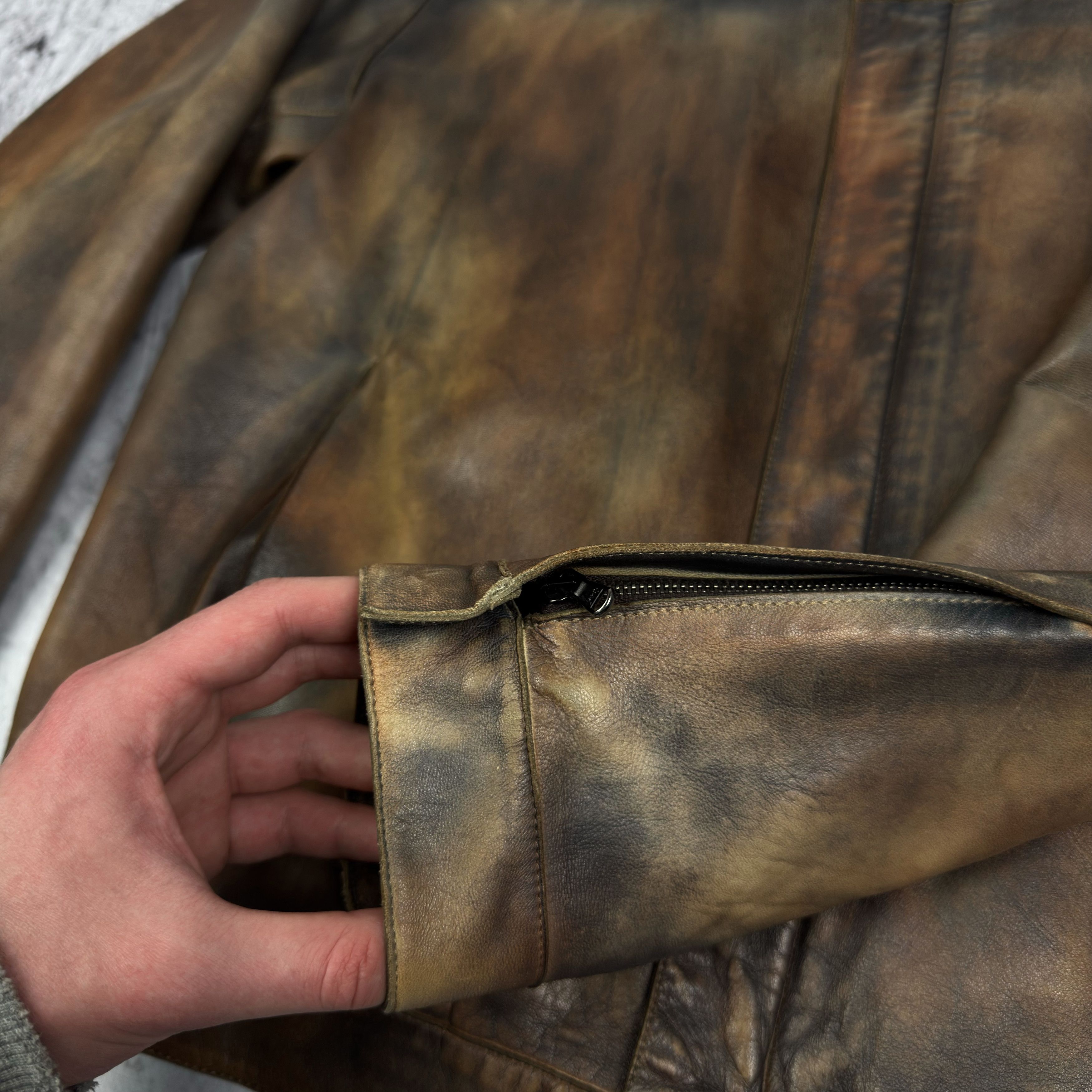 Mulberry Mulberry Men's Distressed Leather Full Zip Biker Jacket 40 Size US M / EU 48-50 / 2 - 14 Thumbnail