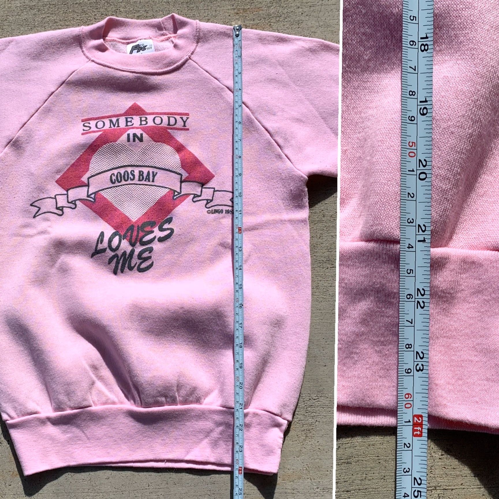 Vintage VINTAGE Somebody In Coos Bay Loves Me Sweatshirt Pink c Lingo 1987 M Pro Knit Raglan 80s Oregon United States Shirt Mens Size M / US 6-8 / IT 42-44 - 7 Thumbnail