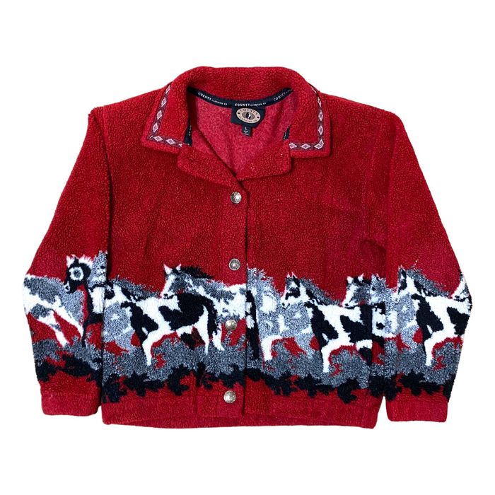 Vintage Vintage Country Clothing Horse Fleece Button Up Grailed