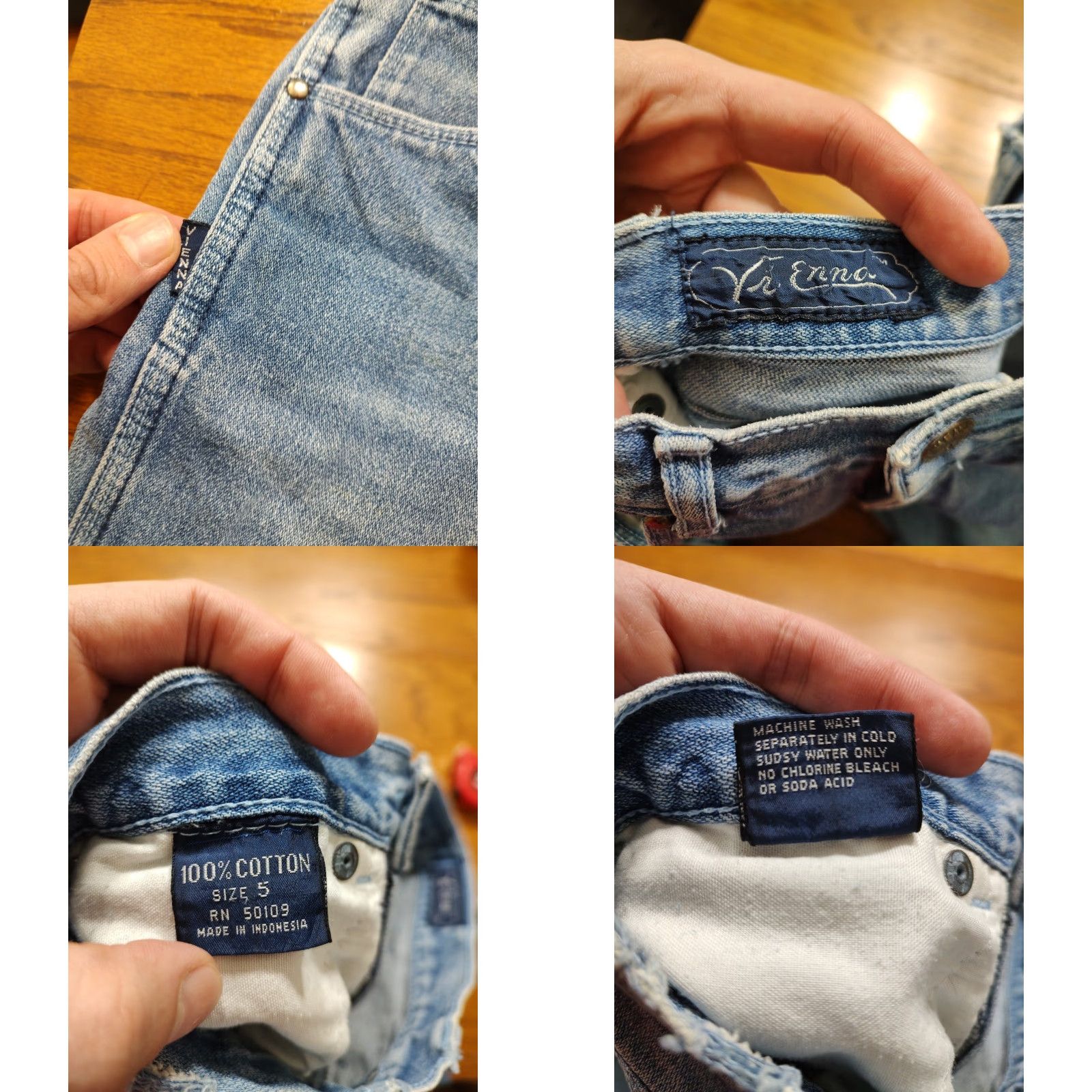 Vintage VINTAGE Vienna Jeans Distressed 90s Retro High Rise 24x32 Womens Blue 5-Pocket Denim Size 42" / US 20 - 8 Thumbnail