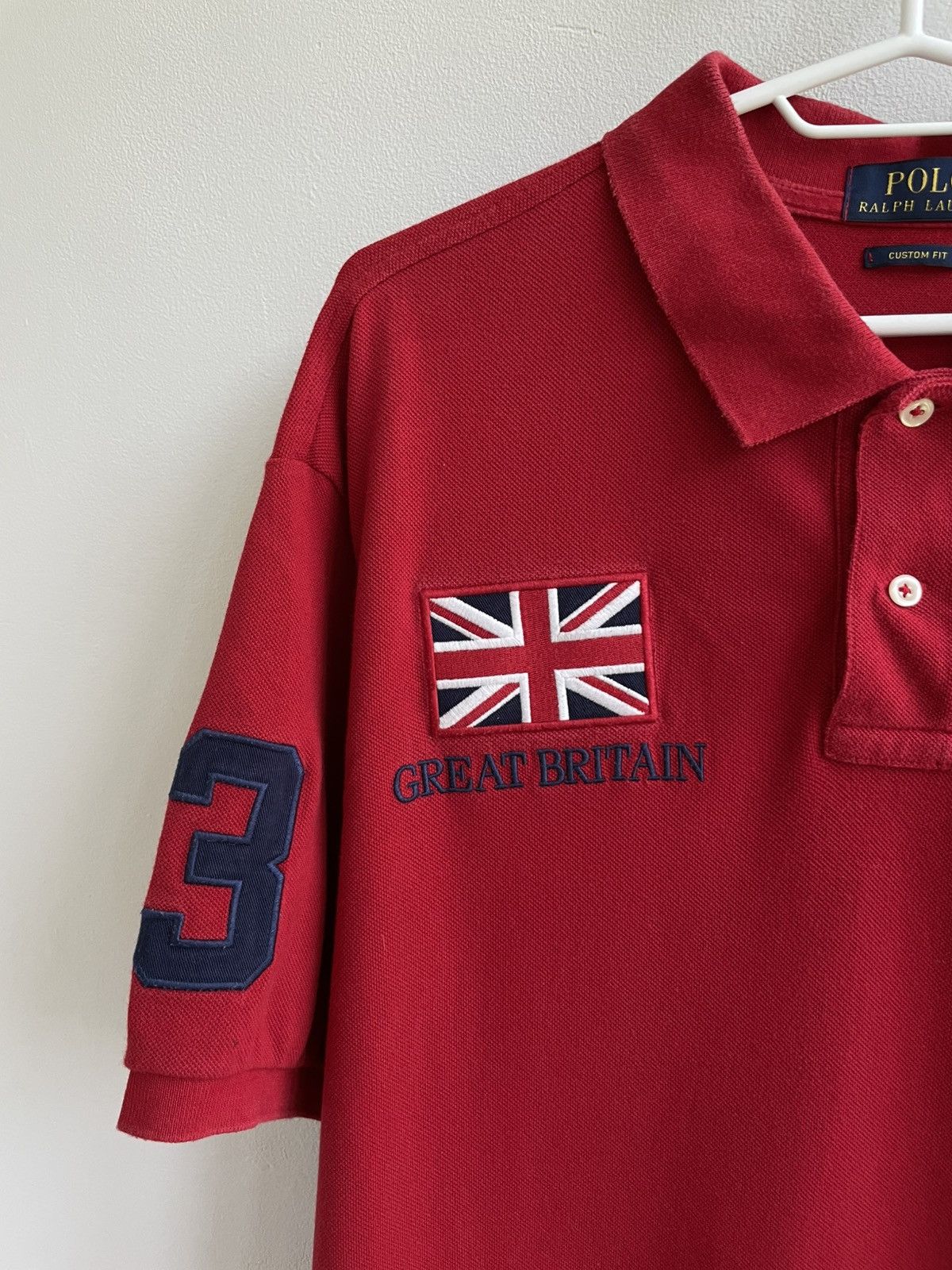 Polo Ralph Lauren × Vintage Polo Ralph Lauren Great Britain 3 Flag PRL Red Polo Shirt Size US XXL / EU 58 / 5 - 4 Thumbnail