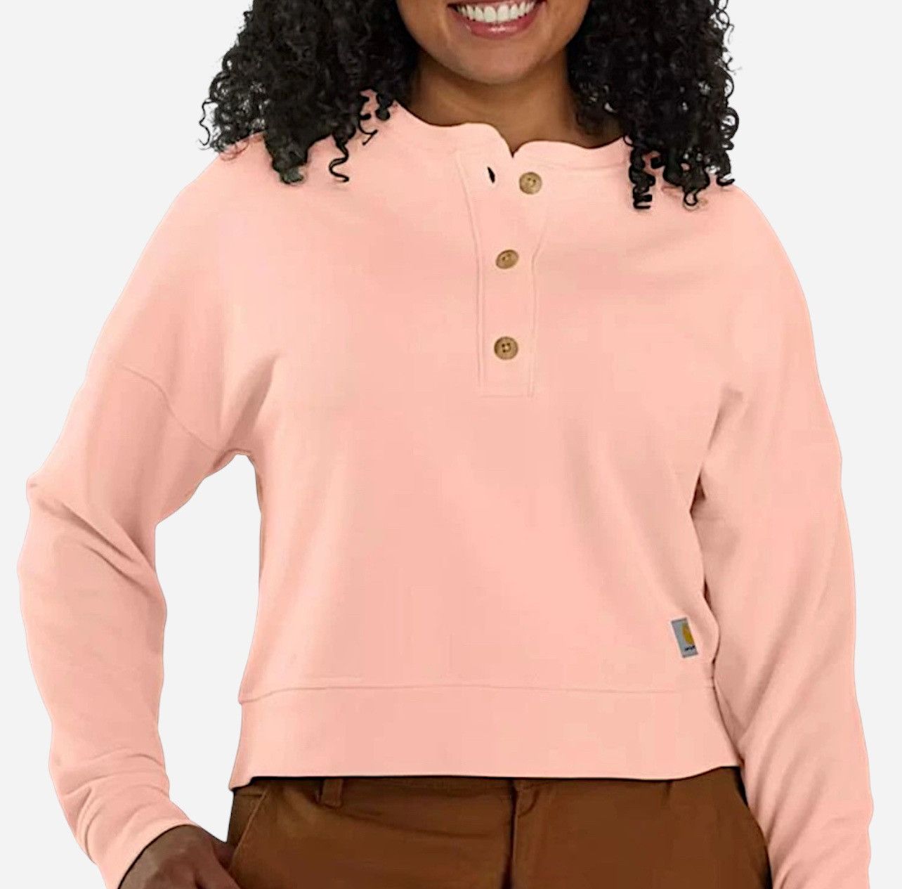 Carhartt Carhartt Women’s Loosefit Peach Henley Sweatshirt Sz S (4-6) Size S / US 4 / IT 40 - 14 Thumbnail