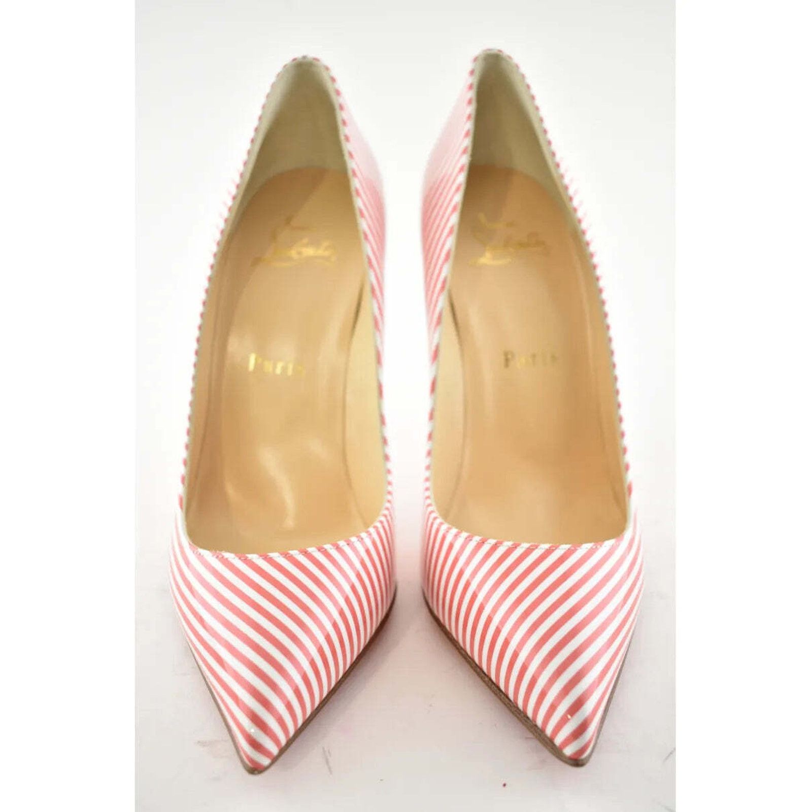 Christian Louboutin Christian Louboutin Pigalle Follies 100 Patent Stripes Size US 7 / IT 37 - 7 Thumbnail
