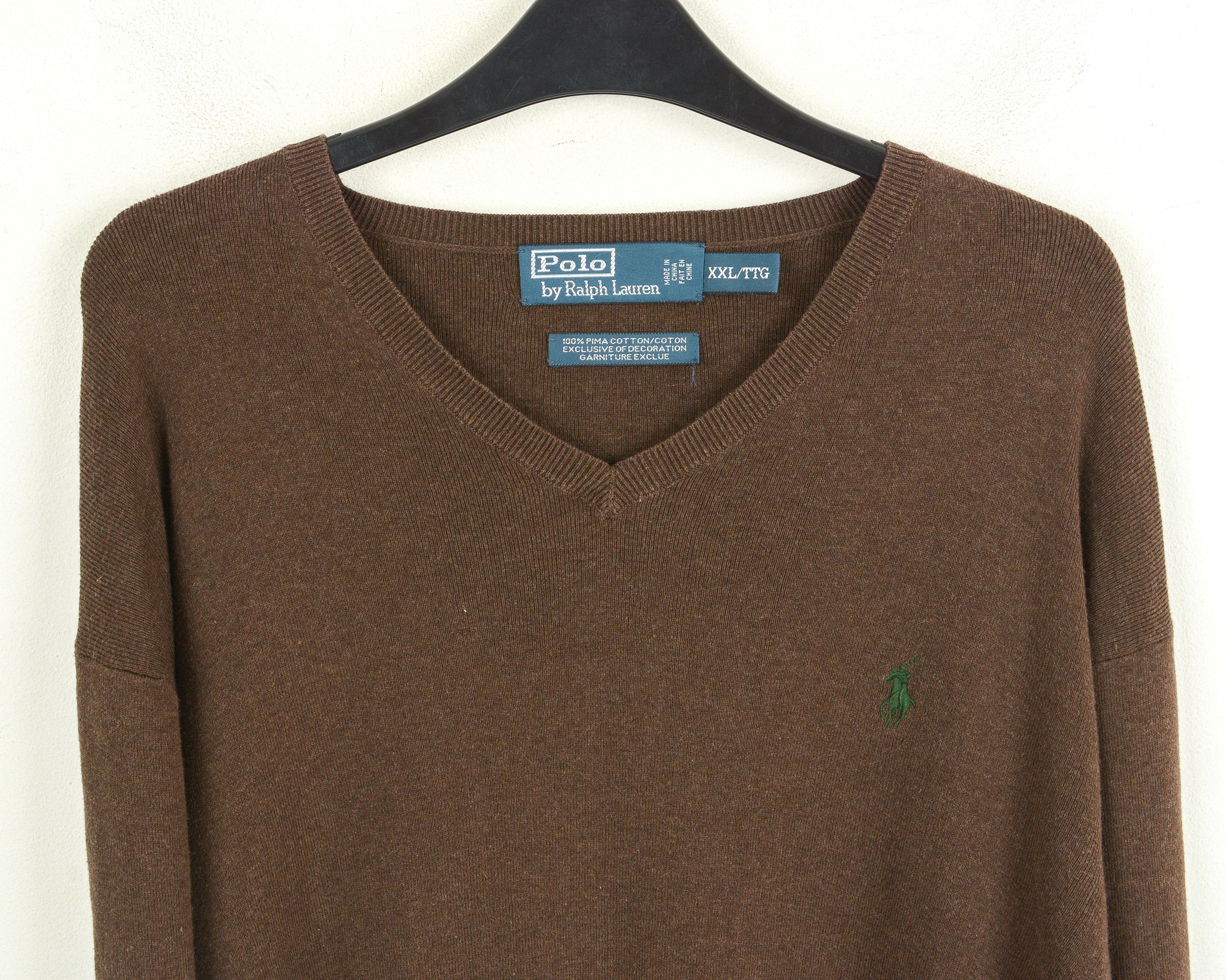Polo Ralph Lauren Men 2XL Cotton Pullover Sweater Sweatshirt V-Neck Long Size US XXL / EU 58 / 5 - 2 Thumbnail
