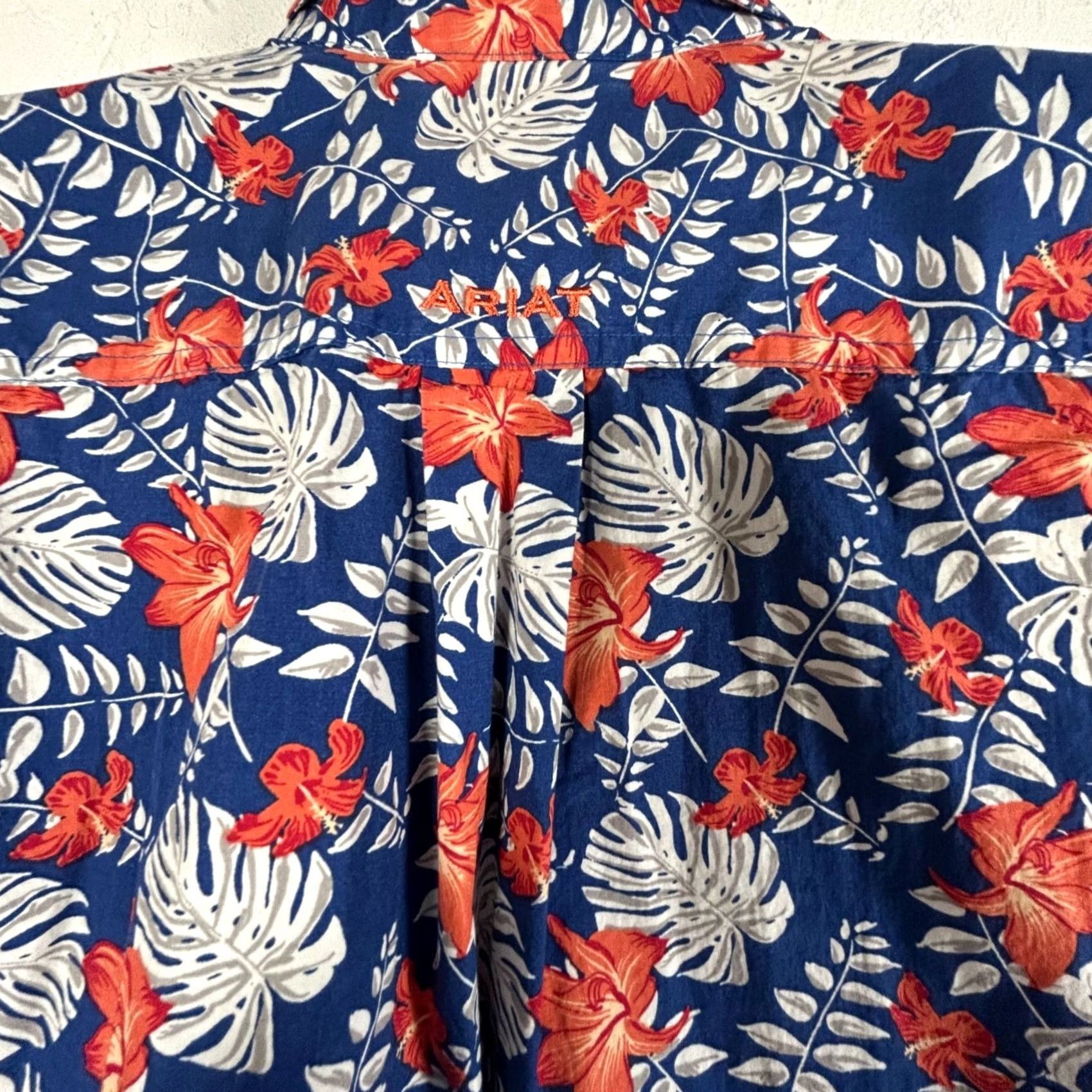 Ariat Ariat Men Floral Hawaiian Shirt XS Blue Tropical Short Sleeve Button Down Cotton Size US XS / EU 42 / 0 - 3 Thumbnail