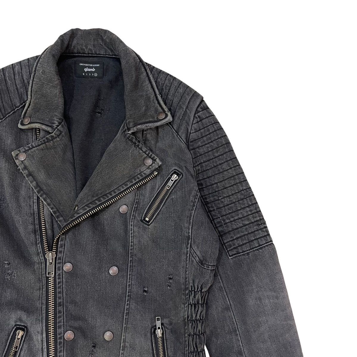 Japanese Brand 🔥Vintage Glamb Double Collar Biker Denim Jacket Size US M / EU 48-50 / 2 - 7 Thumbnail