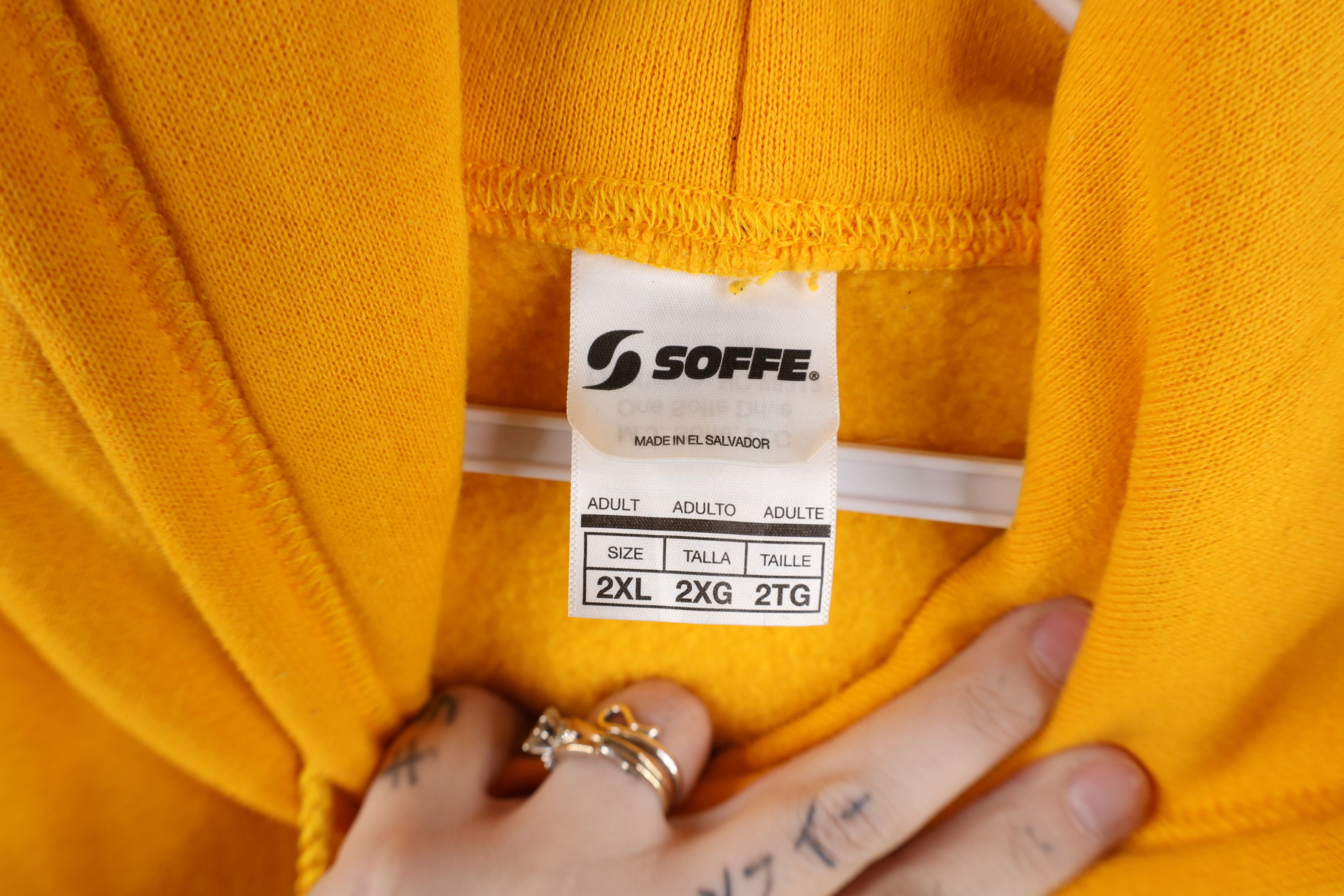Vintage Vintage 90s Streetwear Faded Blank Hoodie Sweatshirt Yellow Size US XXL / EU 58 / 5 - 9 Thumbnail
