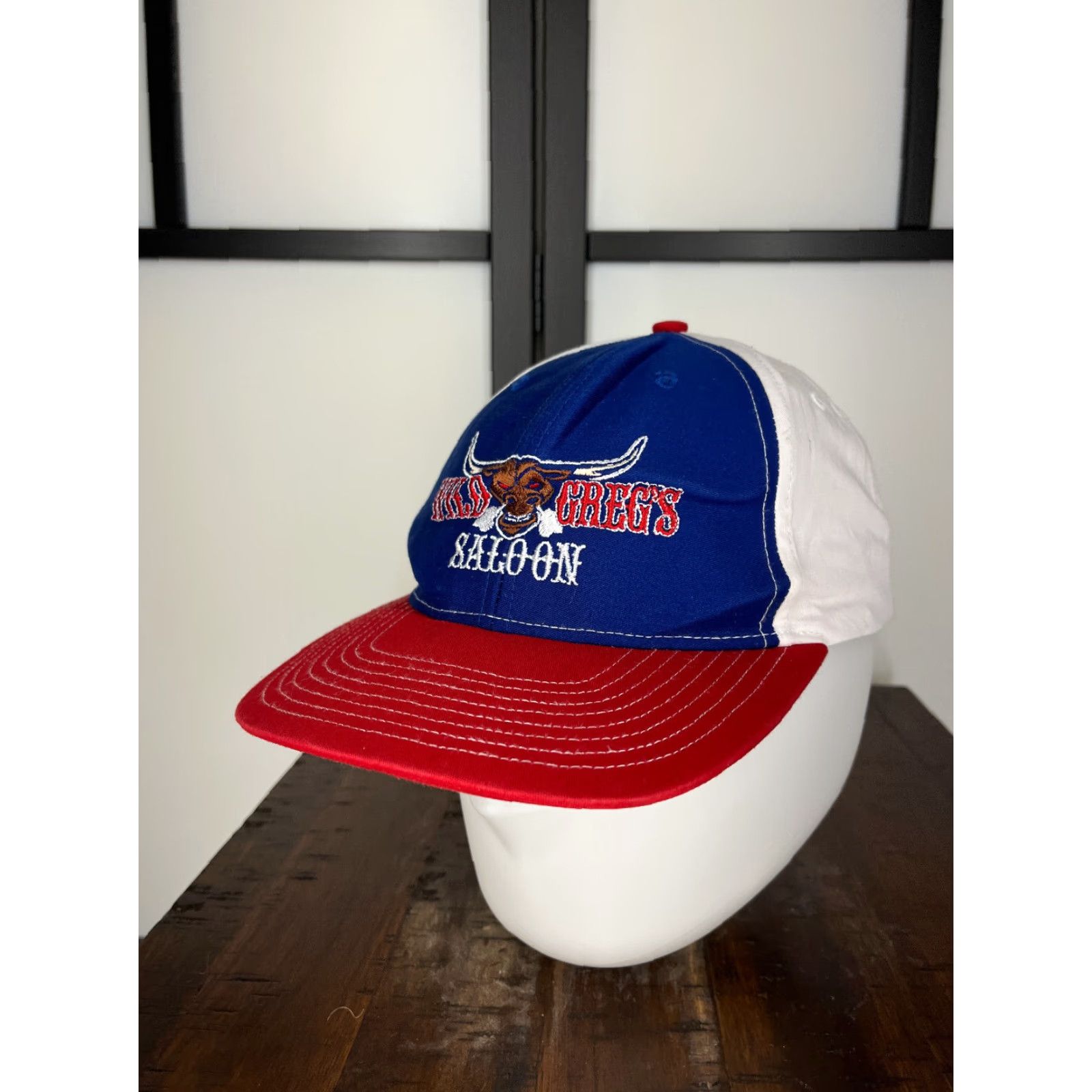 Vintage Wild Gregs Saloon Hat Snap Back Adult One Size Blue Red Cotton Poly Blend Size ONE SIZE - 4 Thumbnail