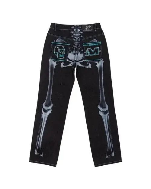 Jean Skull Graphic Print Jeans Size US 29 - 3 Thumbnail