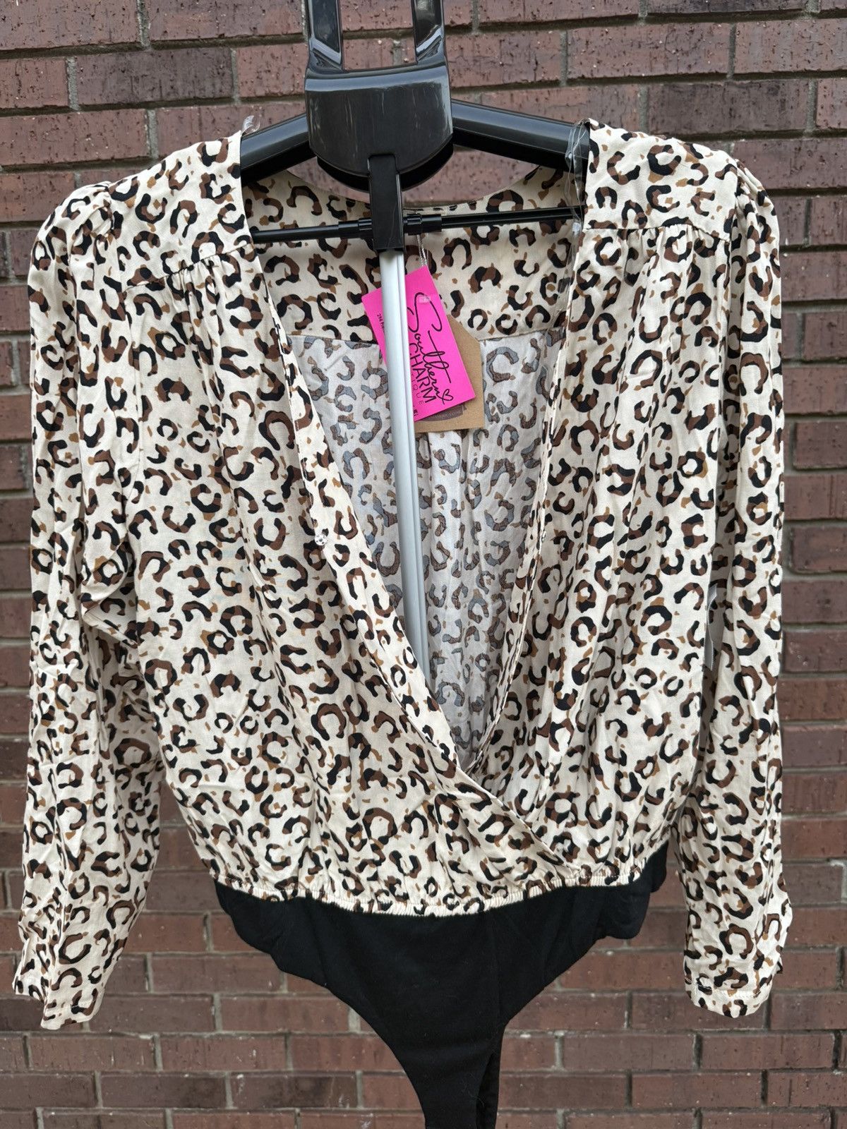 Other Kori America Bodysuit Cream Black Cheetah Print Womens Size S / US 4 / IT 40 - 4 Thumbnail