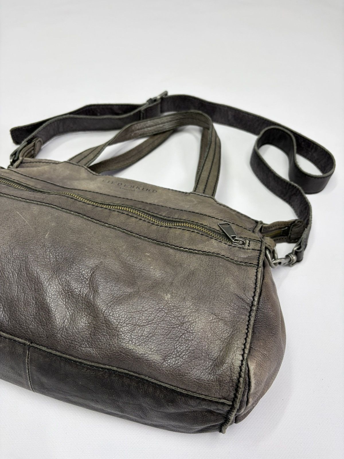 KMRii Oversized Artisan Gray Leather Shoulder Bag Rick Owens Vibe Size ONE SIZE - 8 Thumbnail