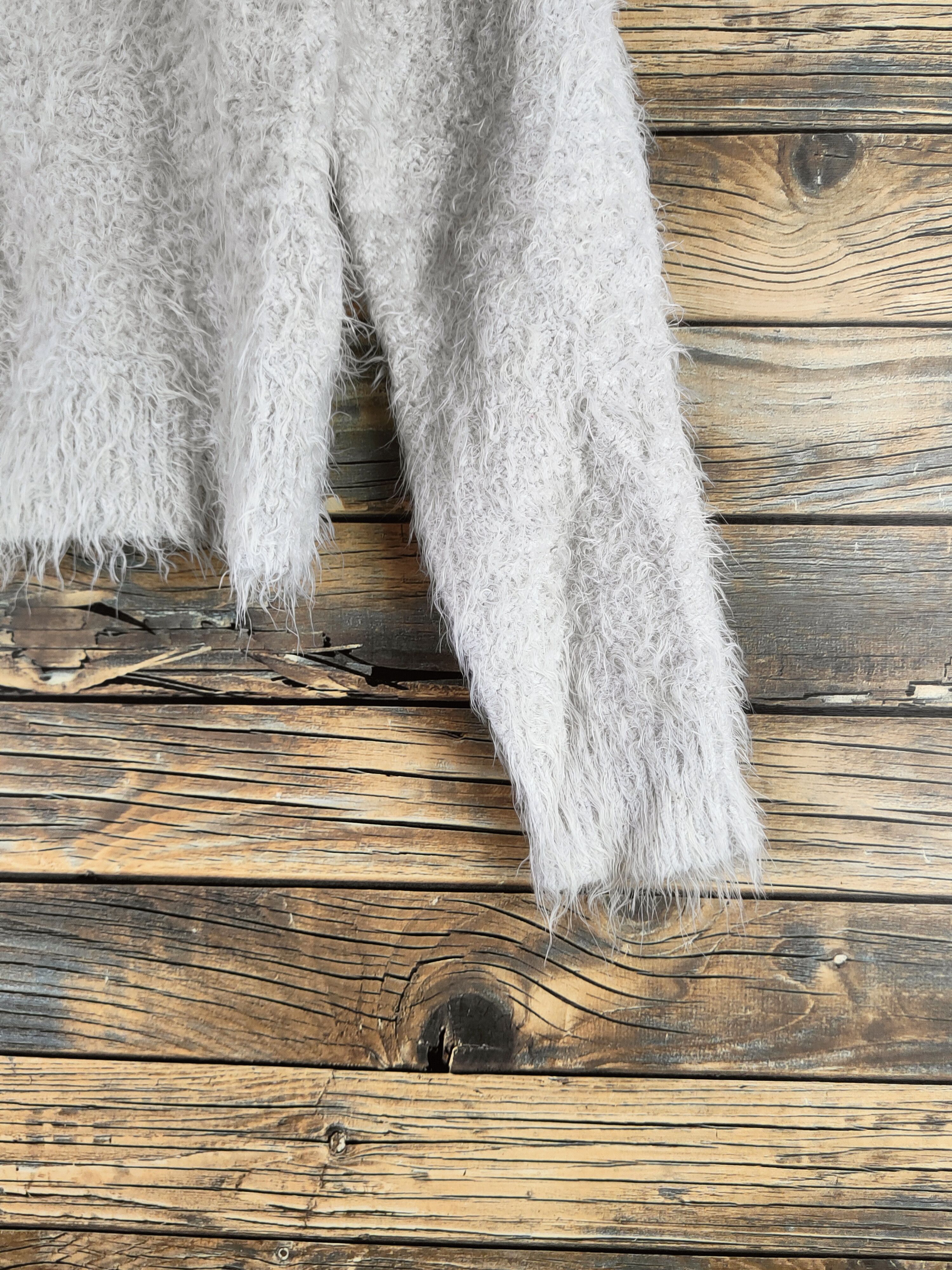 Japanese Brand DL Colza Gray Fur Mohair Knitwear Crop Tops #46-537 Size XS / US 0-2 / IT 36-38 - 6 Thumbnail
