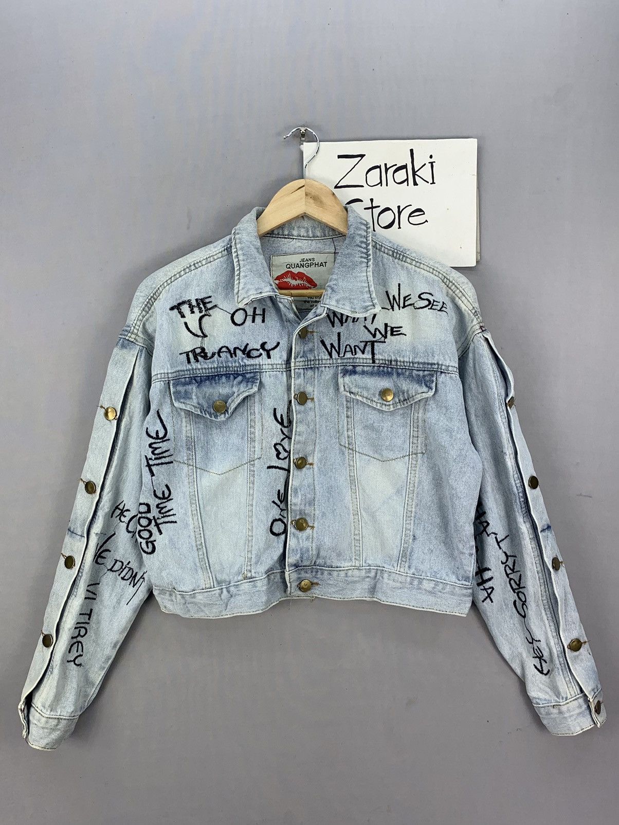 Other Punk Style Denim Crop Top Jacket Size L / US 10 / IT 46 - 1 Thumbnail
