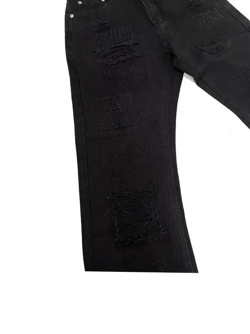 VIBE High Street Vintage Y2K Black Micro Flare Jeans Size US 32 / EU 48 - 3 Thumbnail