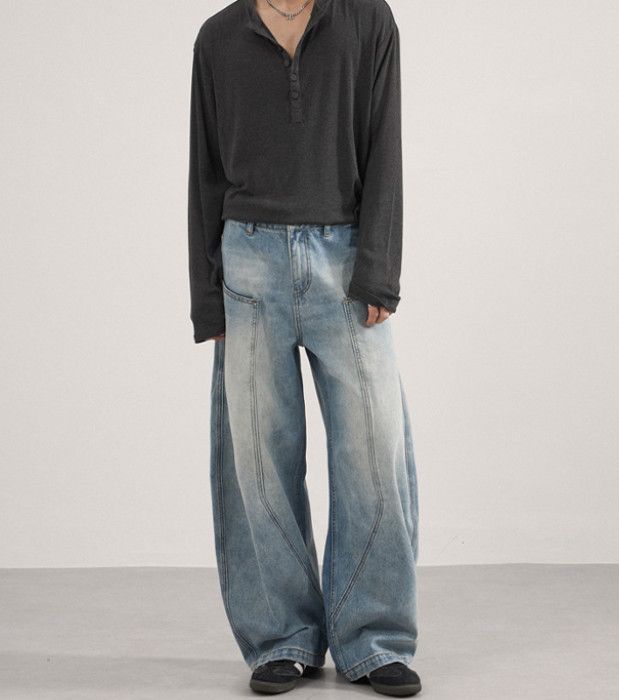 Japanese Brand American retro distressed washed patchwork scimitar jeans Size US 32 / EU 48 - 2 Thumbnail