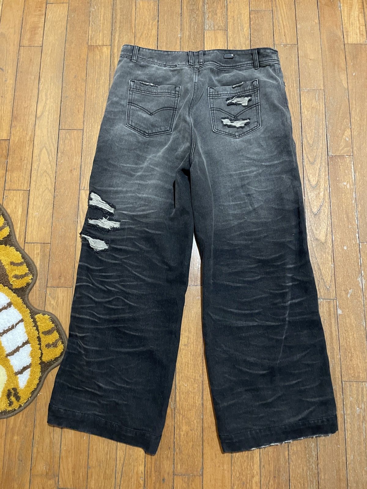 Ader Error Black Distressed Wide Leg Jeans Size US 36 / EU 52 - 2 Thumbnail