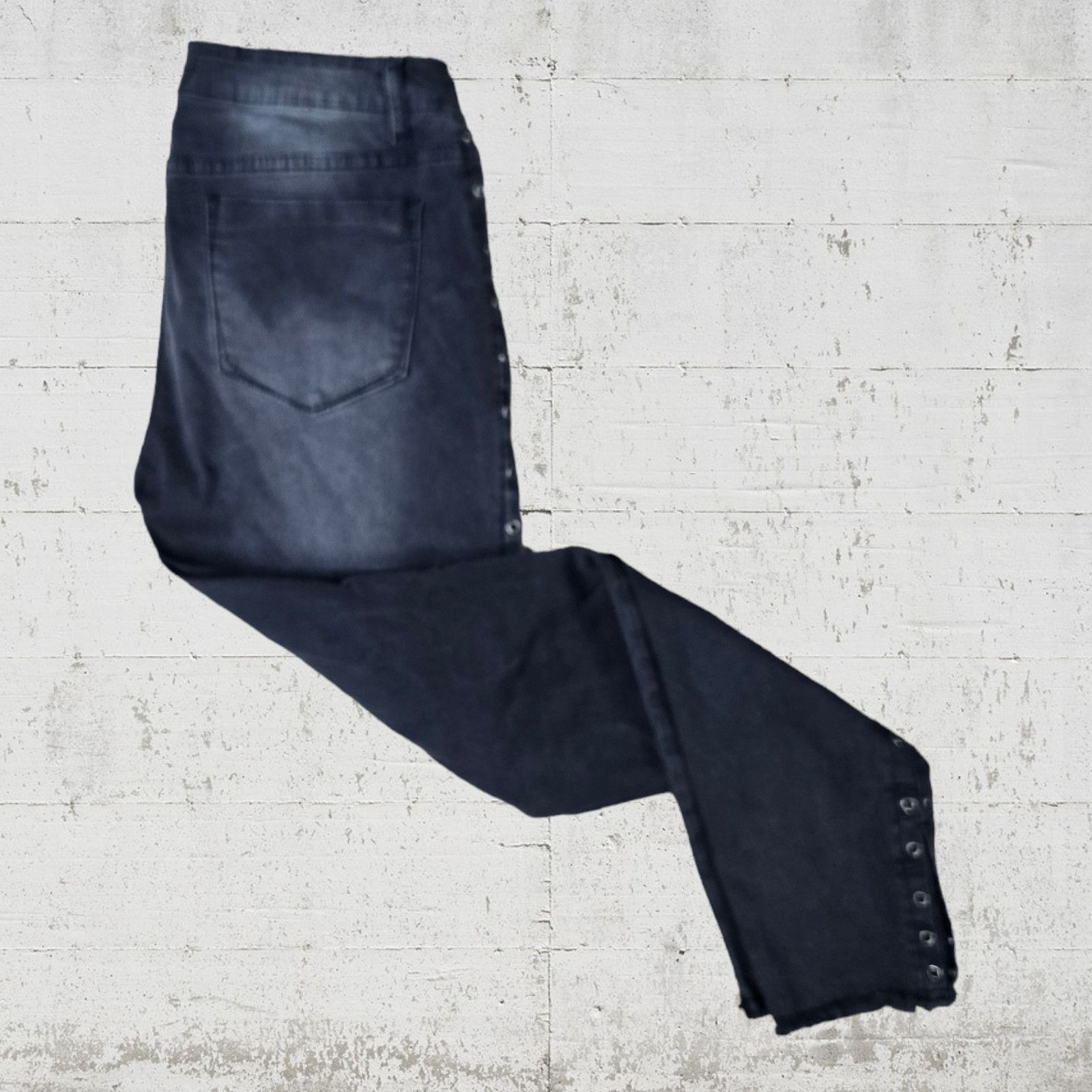 Other Washed Black Eyelet Skinny Jeans Size Large Size 34" / US 12 / IT 48 - 8 Thumbnail