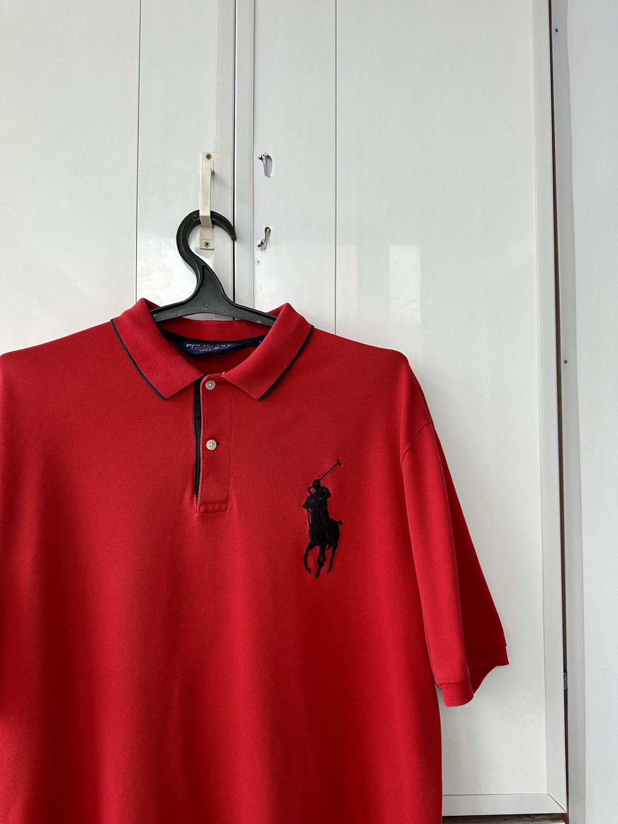 Polo Ralph Lauren Vintage Polo Ralph Lauren Red Polos Black Logo Size US XL / EU 56 / 4 - 4 Thumbnail