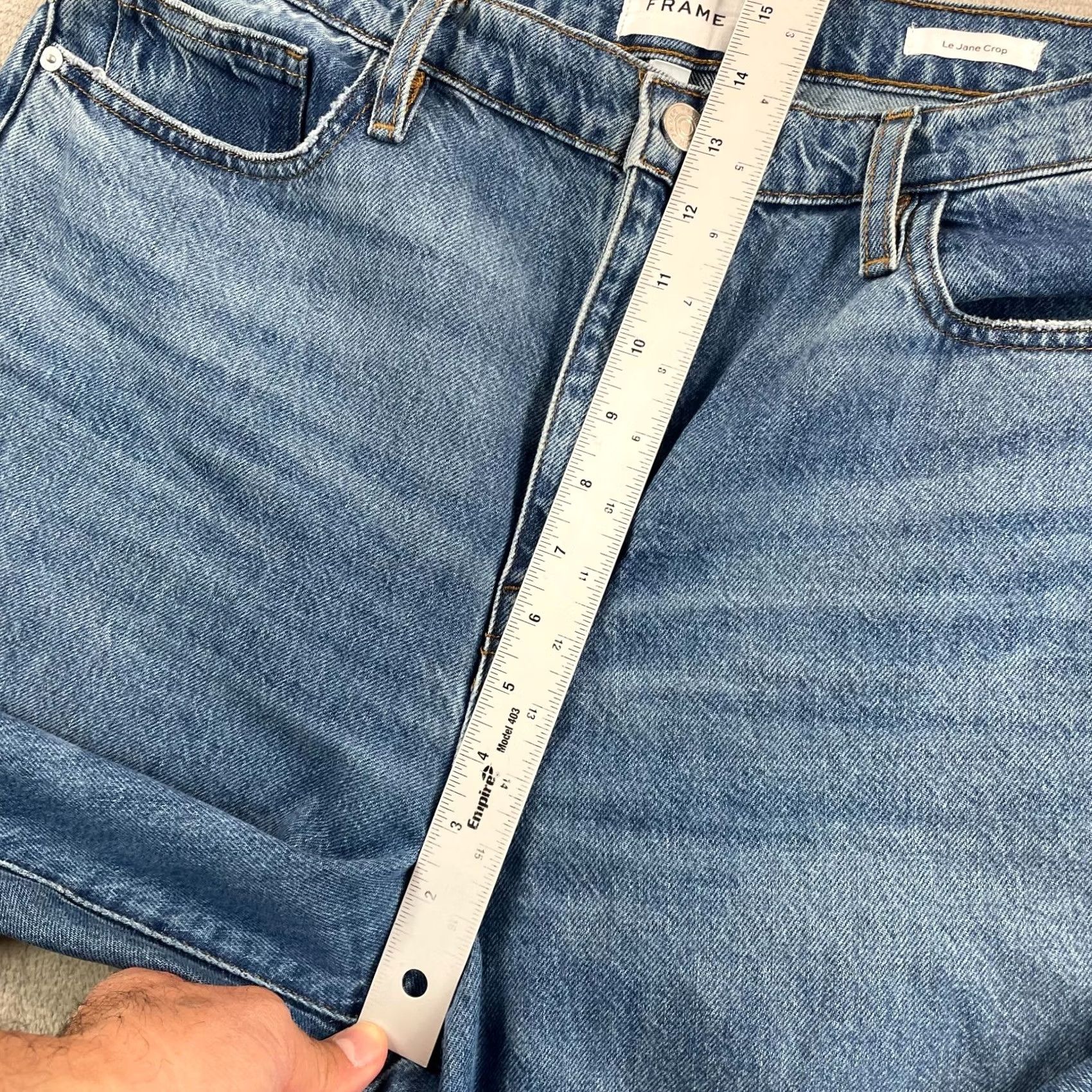 Frame FRAME Jeans Women Frame Le Jane Crop Raw Fray 36 Blue High Rise Designer Casual Bohemian 90s style Women Jeans Size 25" / US 0 / IT 36 - 7 Thumbnail