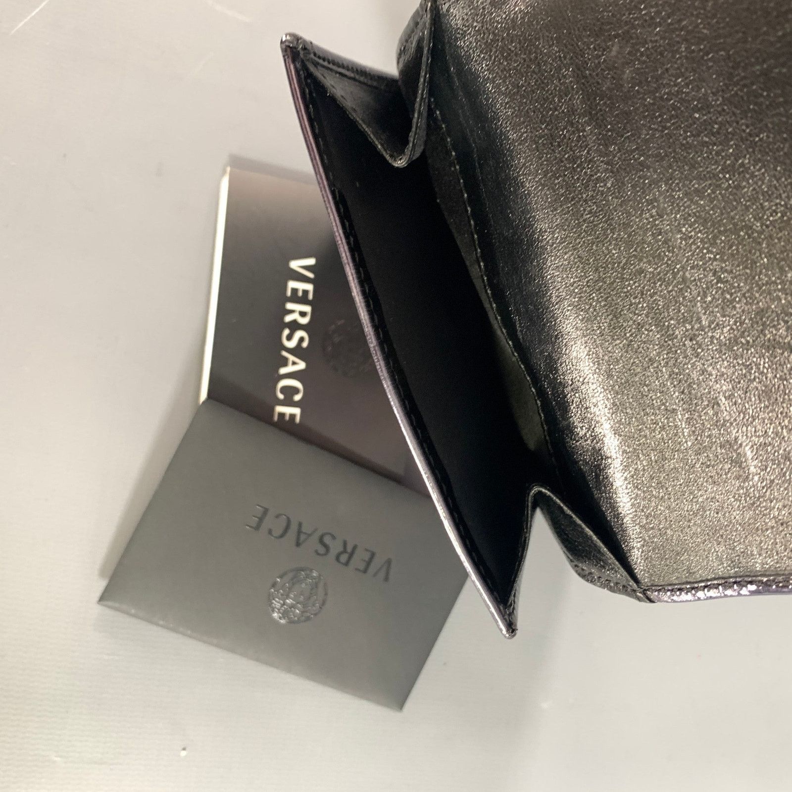 Versace VERSACE Purple Metallic 22394 Greca Leather Wallet Size ONE SIZE - 5 Thumbnail