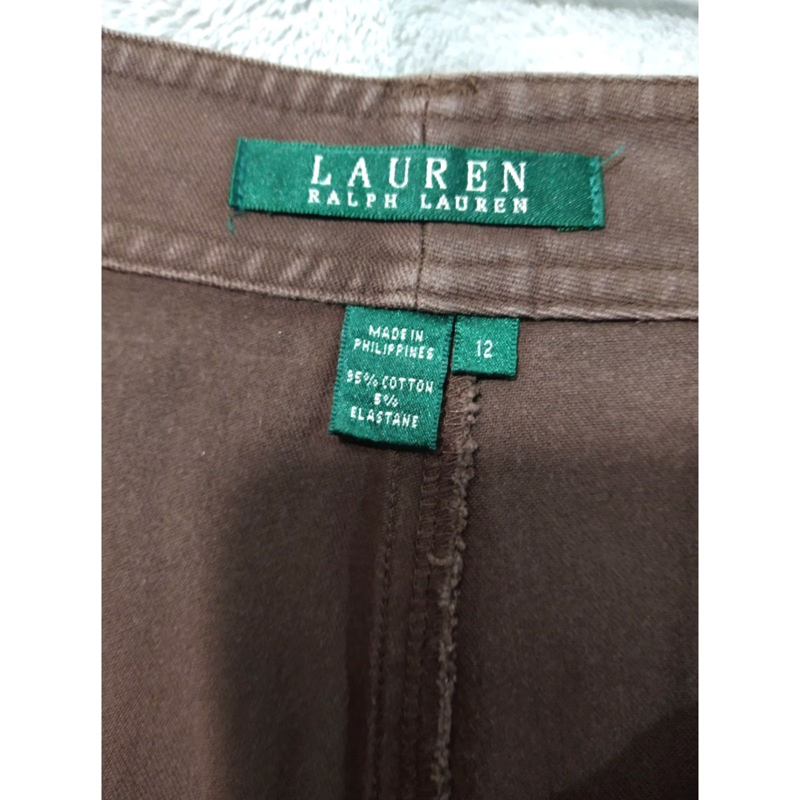 Ralph Lauren Ralph Lauren Pants Womens 12 Chino Straight Leg Flat Front High Rise Twill Brown Cotton 90s City Preppy Size 34" / US 12 / IT 48 - 7 Thumbnail