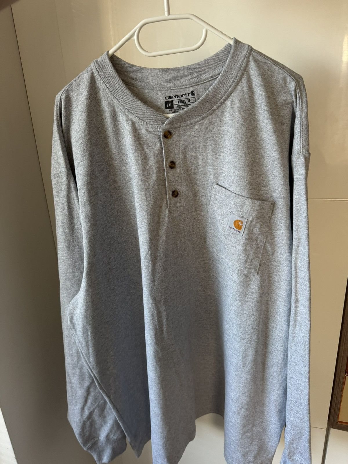 Carhartt ‼️Carhartt Box Logo Basic Oversize Long Sleeve Tee dril‼️ Size US XXL / EU 58 / 5 - 6 Thumbnail