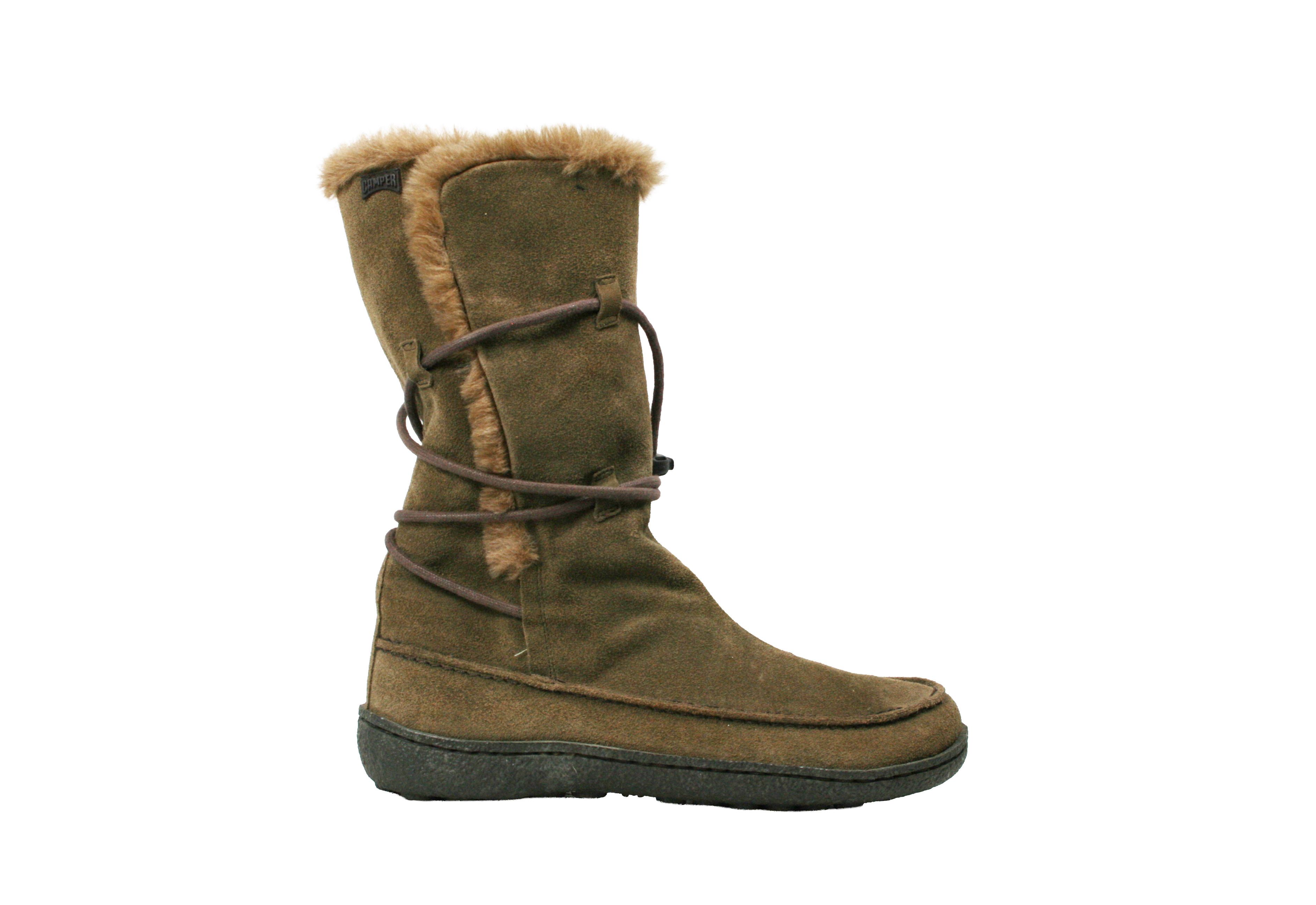 Camper 00S Y2K Goblin Faux Fur Lined Suede Boots Vintage Size US 7 / IT 37 - 1 Thumbnail