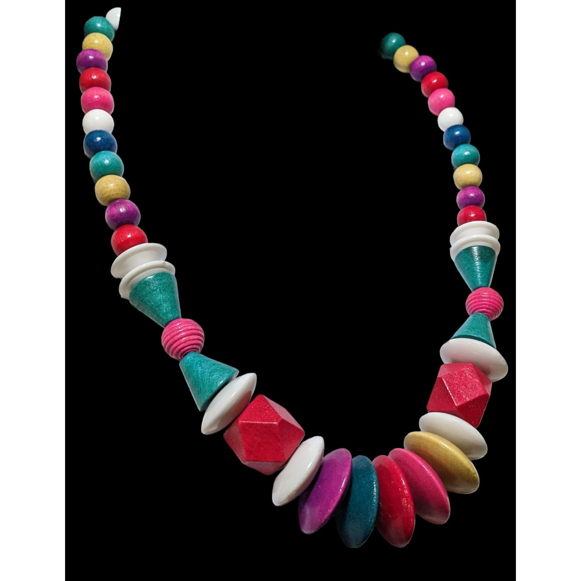Other Vintage Rainbow Wood Beaded Statement Necklace Size ONE SIZE - 3 Thumbnail