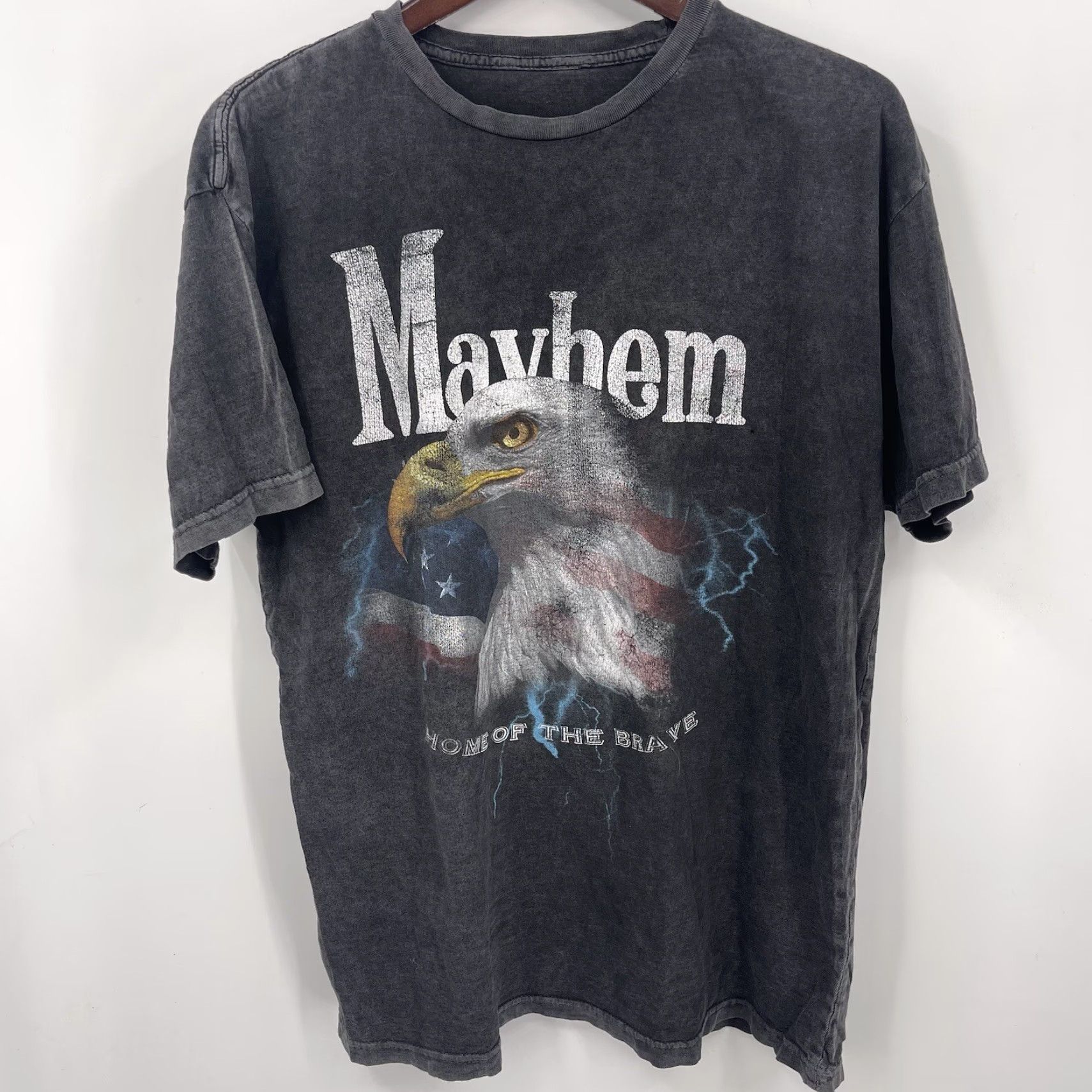 Vintage Mayhem Graphic Print T-Shirt Men’s Large Gray Eagle USA 90s Short Sleeve Size US L / EU 52-54 / 3 - 2 Thumbnail