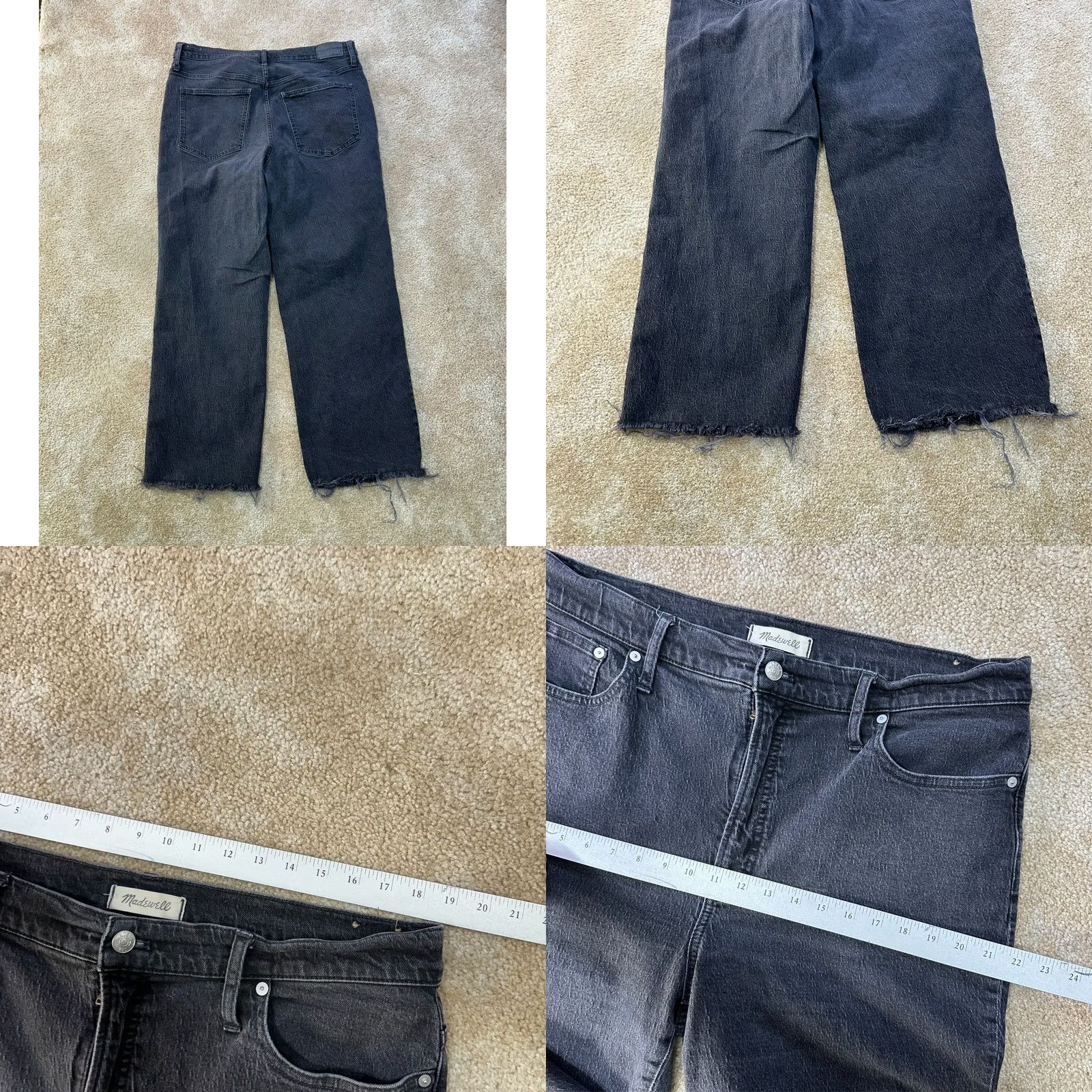 Madewell Madewell Jeans Womens 33 Wide-Leg Black Denim 90s Preppy High Rise Inseam 29 Inseam 29 Size 24" / US 00 / IT 34 - 8 Thumbnail