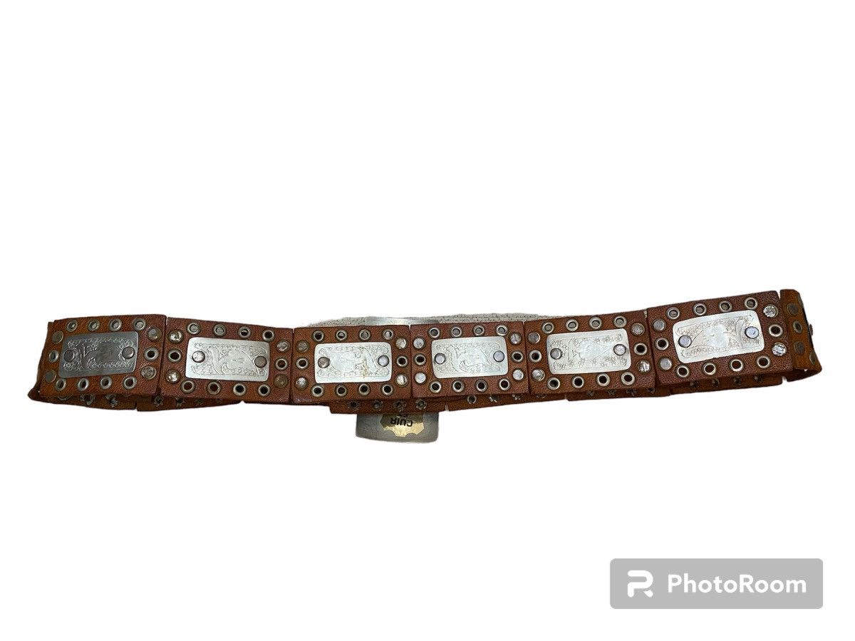 Designer RARE🔥 Agnes B Leather Studded Belt Size 32 - 4 Thumbnail