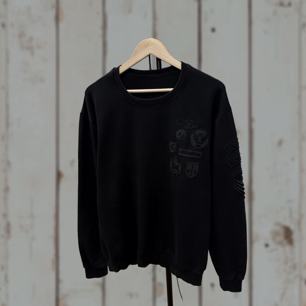 Dsquared2 VINTAGE Dsquared2 Army Embossed Logo Art Sweatshirt Y2K Rare Retro Logo Pullover Sweatshirt Mens L Black Size US L / EU 52-54 / 3 - 1 Thumbnail